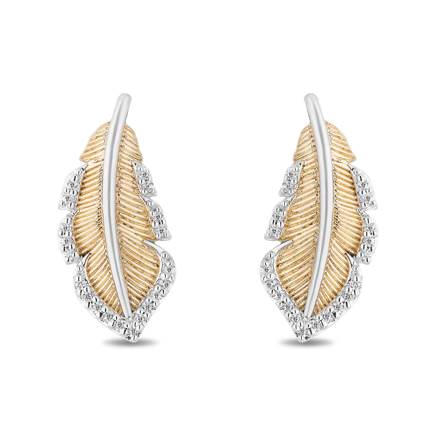 Enchanted Disney Fine Jewelry 10K Yellow Gold with 1/10 CTTW Diamond Pocahontas Earrings