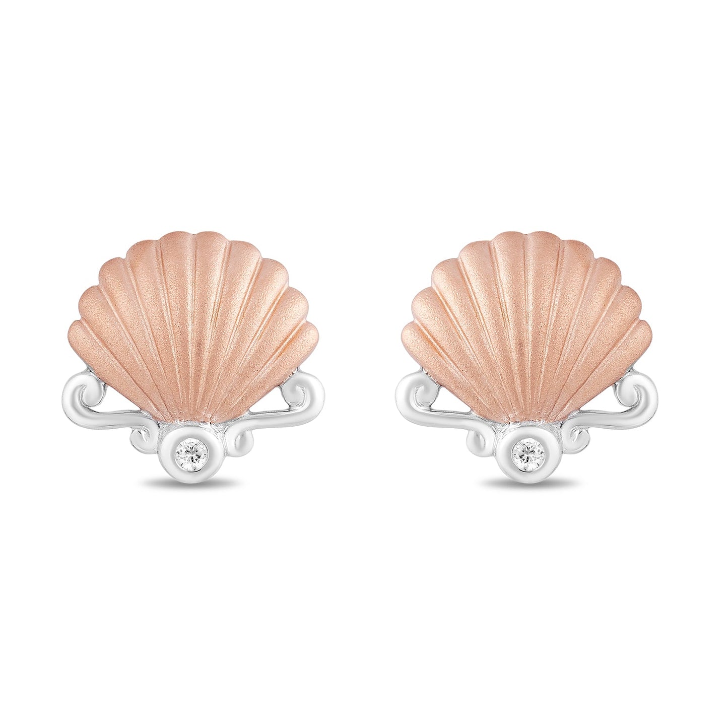 Enchanted Disney Fine Jewelry 14K Rose Gold over Sterling Silver with Diamond Accents, Disney's Ariel Shell Stud Earrings