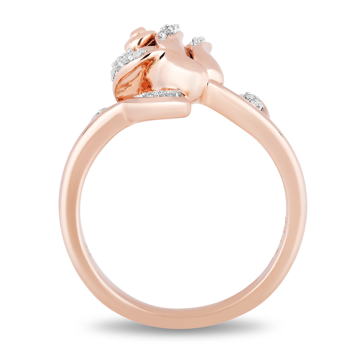 Enchanted Disney Fine Jewelry 14K Rose Gold Over Sterling Silver with 1/10 CTTW Diamonds Belle Ring