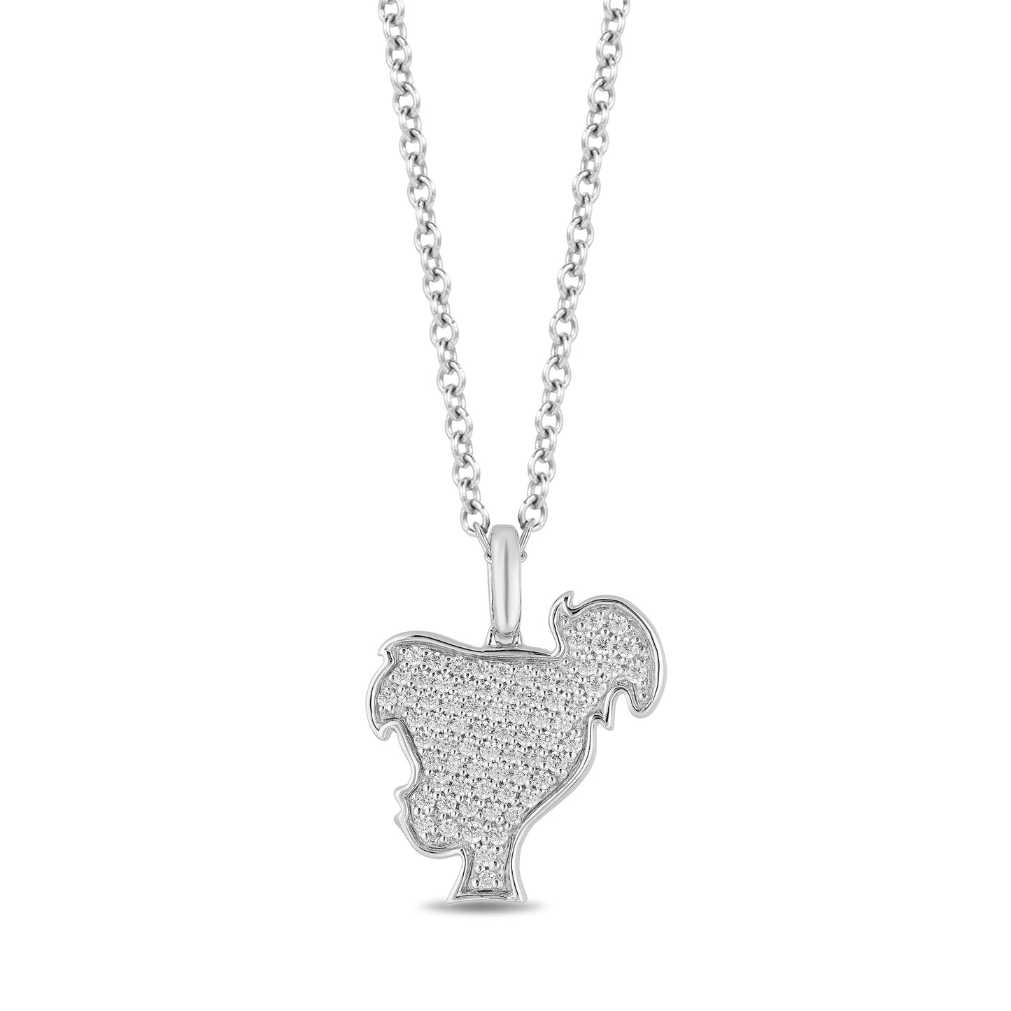 Enchanted Disney Fine Jewelry Sterling Silver with 1/5 CTTW Diamond Tinker Bell Pendant Necklace