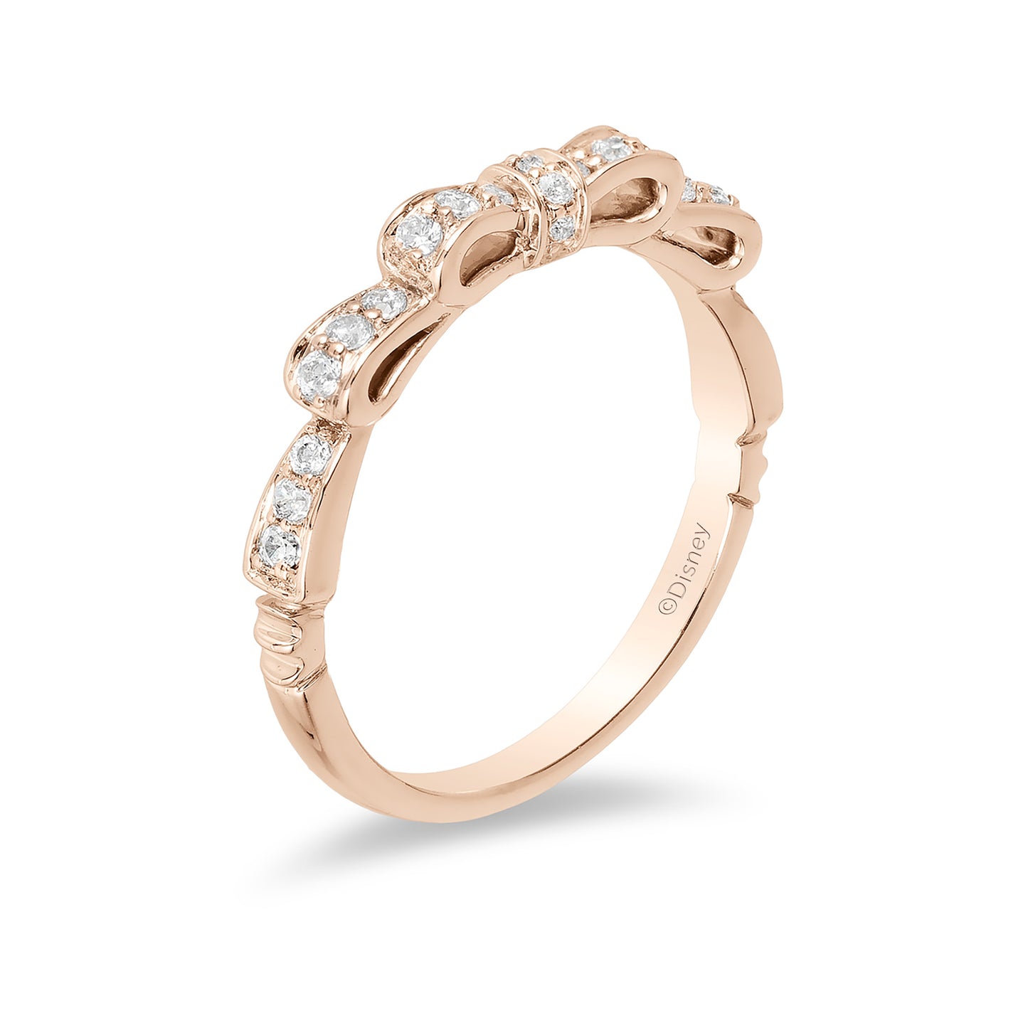 Enchanted Disney Fine Jewelry 14K Rose Gold 1/4 CTTW Snow White Bow Ring