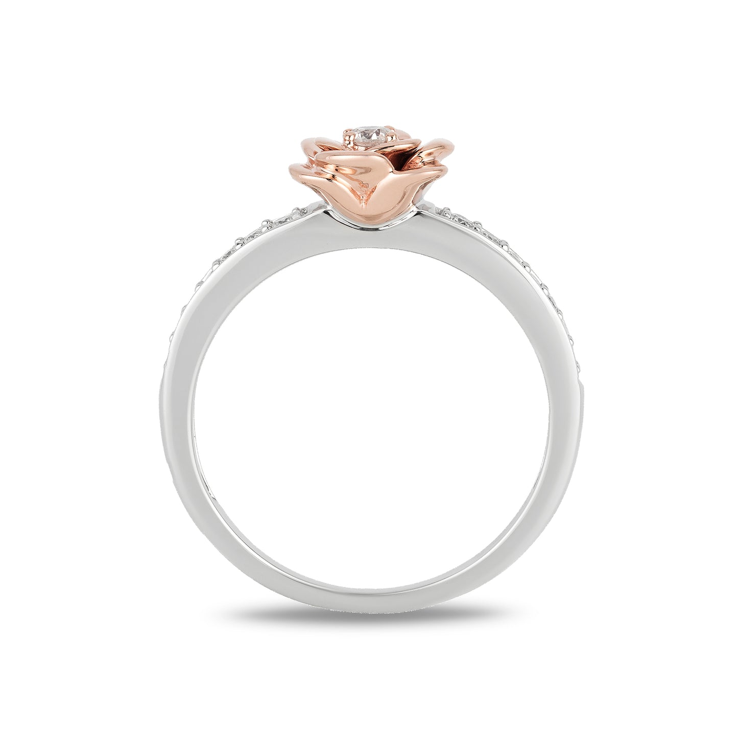 Enchanted Disney Fine Jewelry Sterling Silver and 10K Rose Gold 1/5 CTTW Belle Rose Ring
