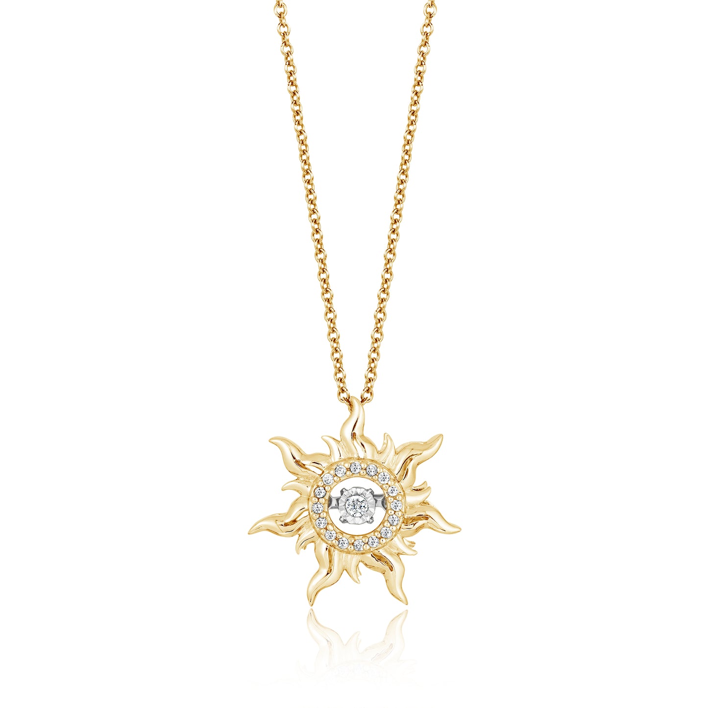 Enchanted Disney Fine Jewelry 14K Yellow Gold Over Sterling Silver with 1/20 CTTW Dancing Diamonds Rapunzel Pendant Necklace