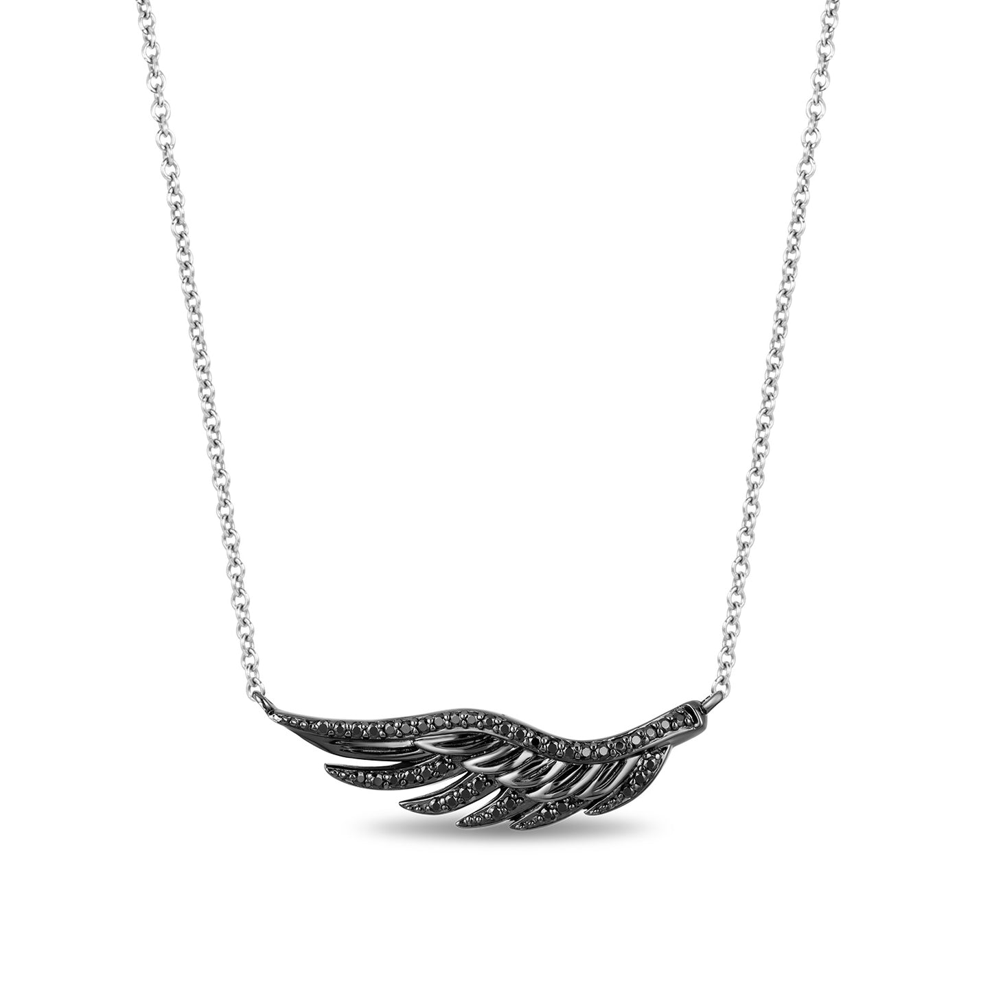 Enchanted Disney Fine Jewelry Black Rhodium Over Sterling Silver with 1/5 CTTW Black Diamond Maleficent Pendant Necklace