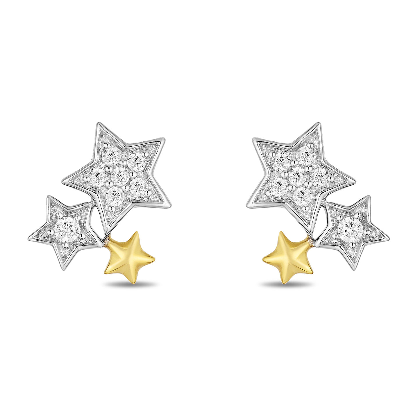 Enchanted Disney Fine Jewelry 14K Yellow Gold over Sterling Silver with 1/10 CTTW Diamonds Tinker Bell Stud Earrings