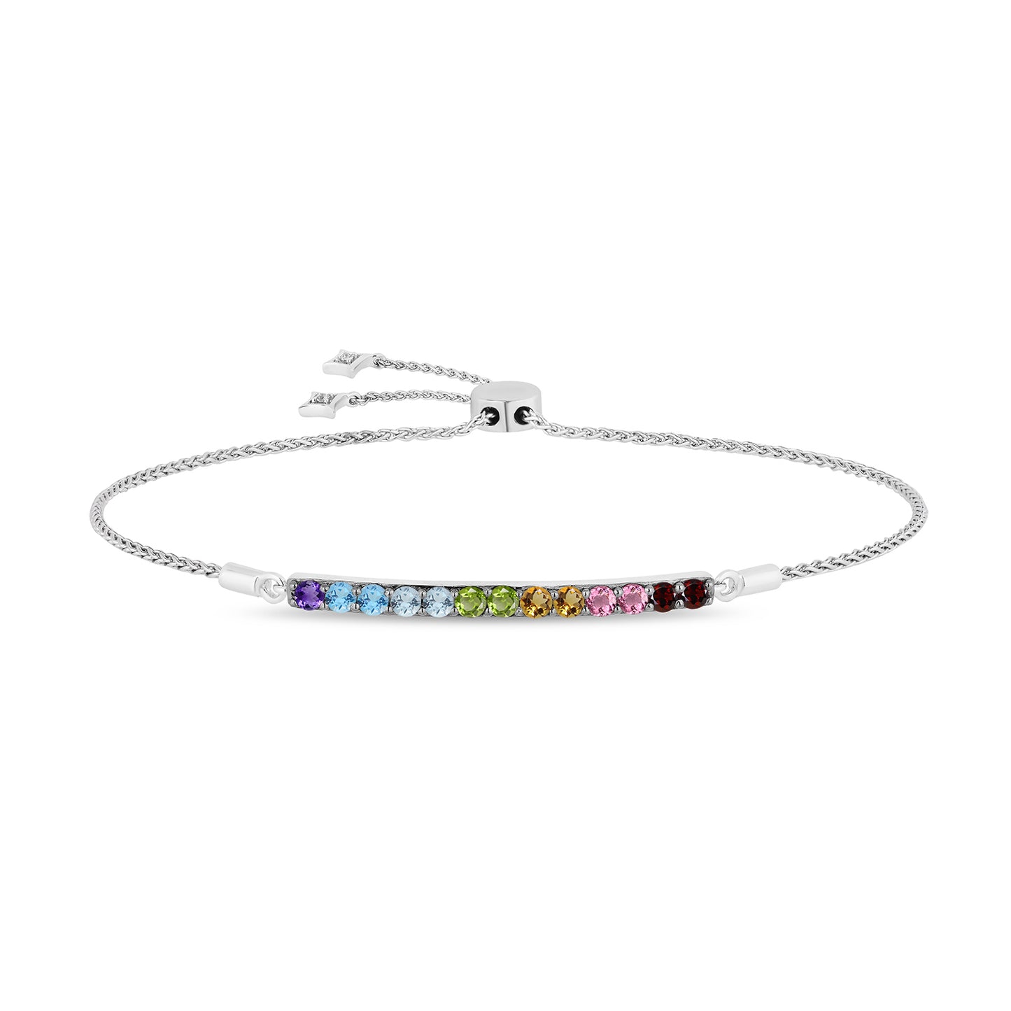 Enchanted Disney Fine Jewelry Sterling Silver with 1/20 CTTW Diamonds and Gemstone Majestic Princess Tennis Bracelet