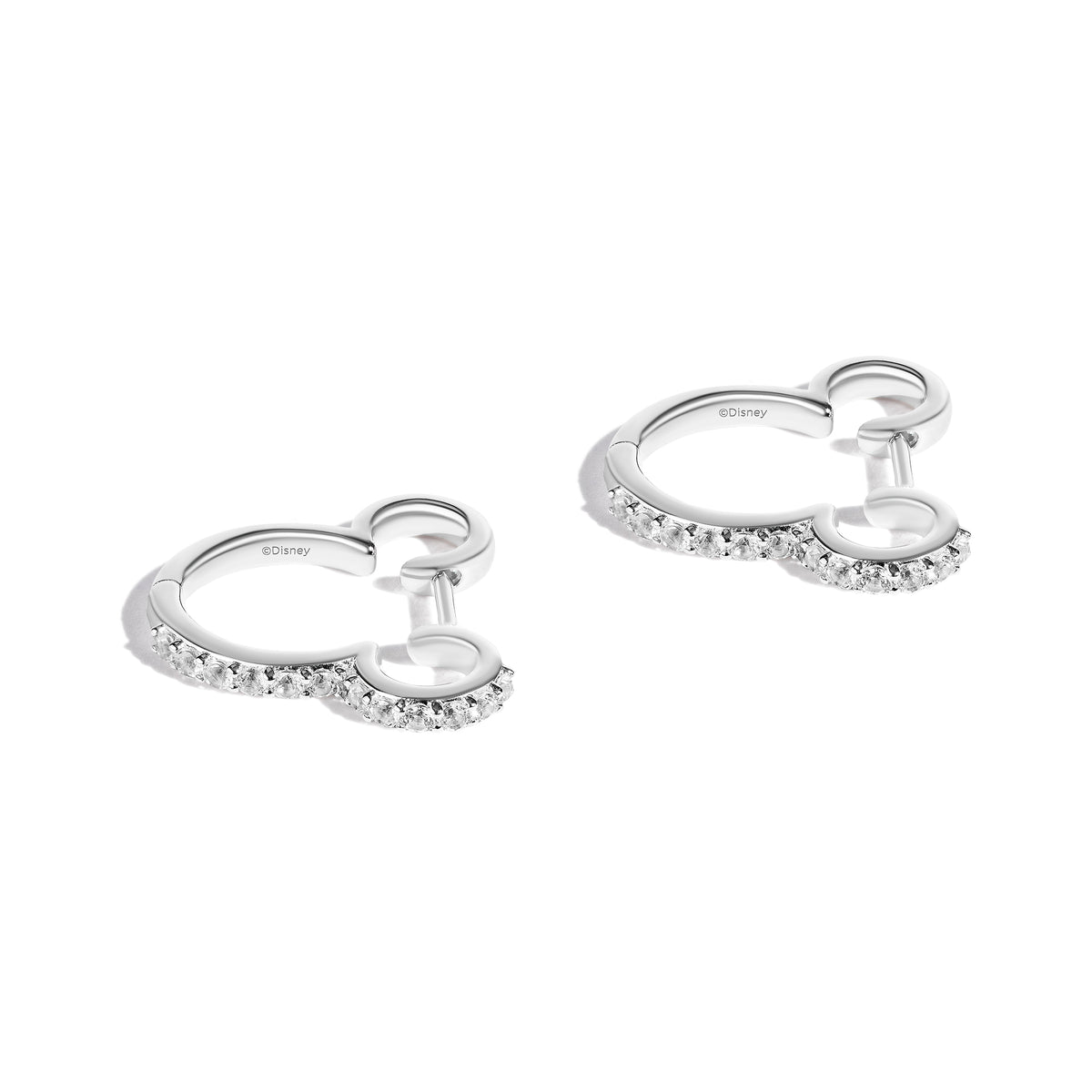 Disney Jewels Sterling Silver with White Topaz, Disney's Mickey Mouse Hoop Earrings