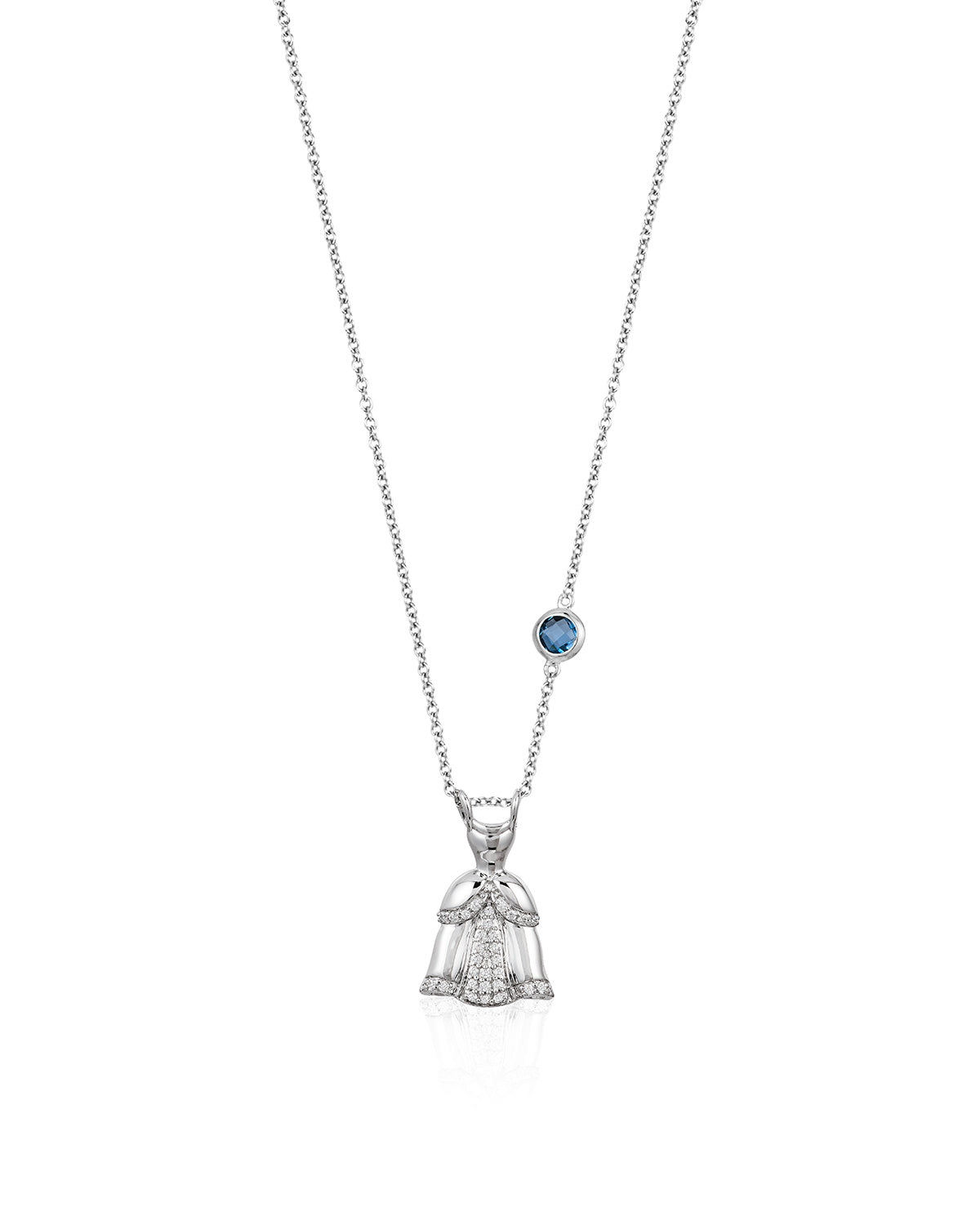 Enchanted Disney Fine Jewelry Sterling Silver with 1/8 CTTW Diamond and London Blue Topaz Cinderella Necklace