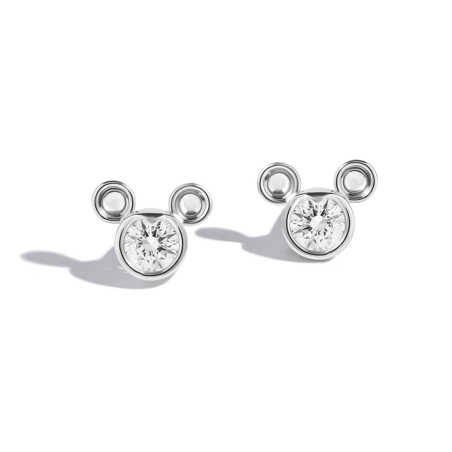 Disney Jewels Sterling Silver with 5/8 CTTW White Topaz, Disney's Mickey Mouse Earrings