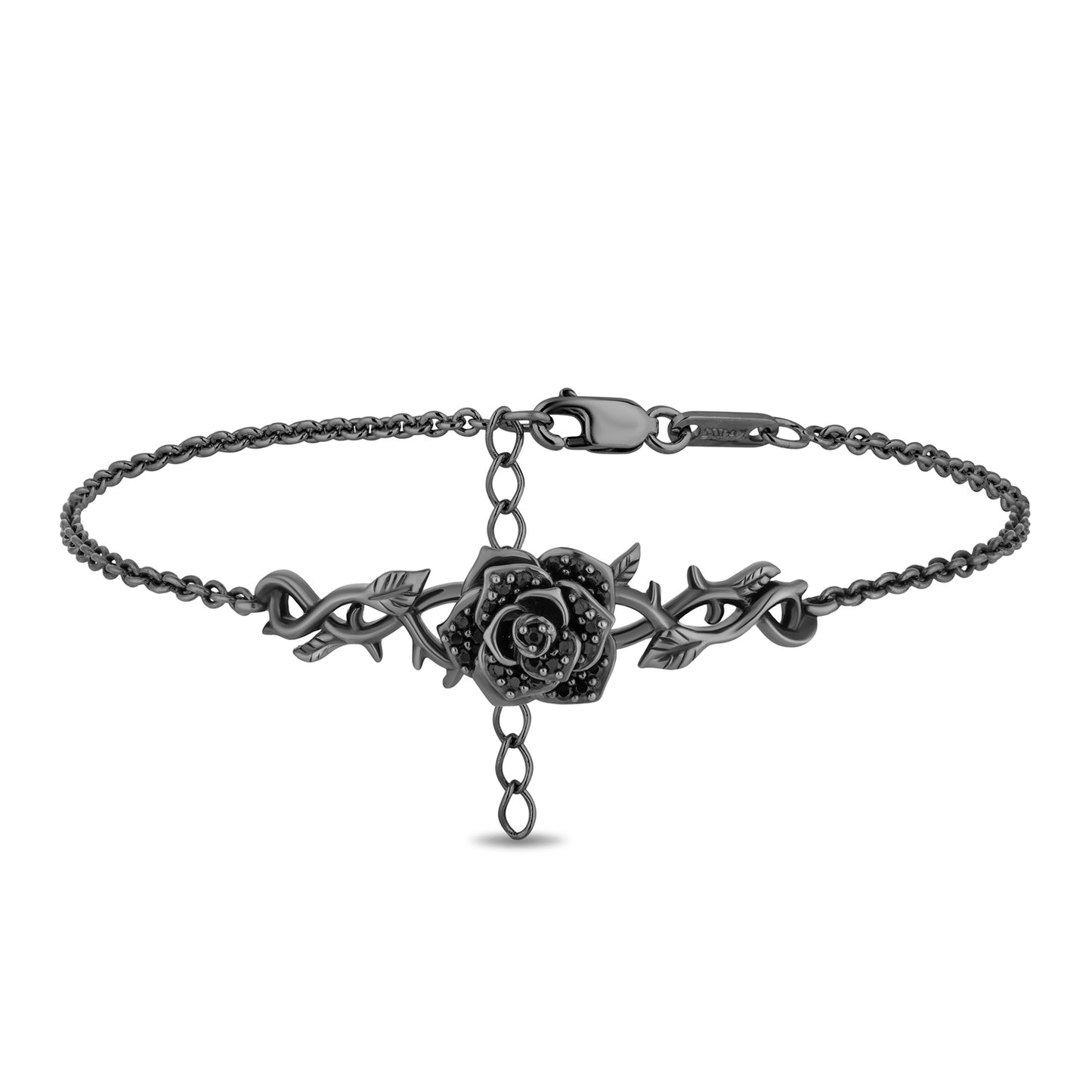 Enchanted Disney Fine Jewelry Black Rhodium over Sterling Silver with 1/5 CTTW Diamonds Maleficent Bracelet
