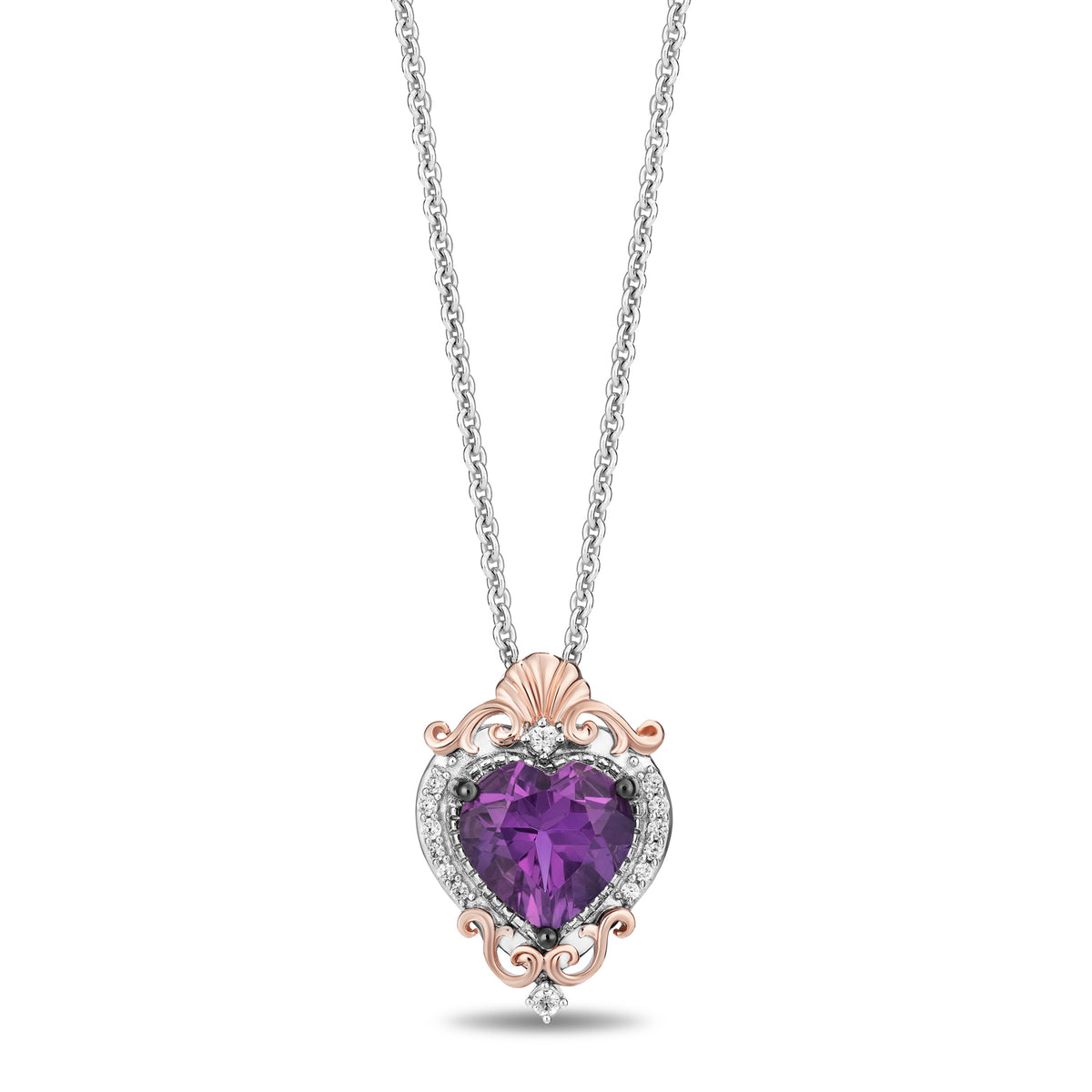 Enchanted Disney Fine Jewelry Sterling Silver and 10K Rose Gold with 1