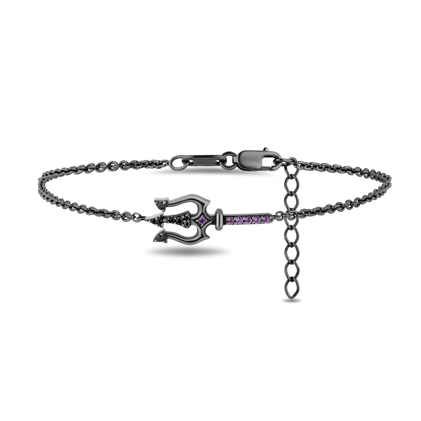 Enchanted Disney Fine Jewelry Black Rhodium Over Sterling Silver with 1/10 CTTW Diamonds and Amethyst Ursula Bracelet