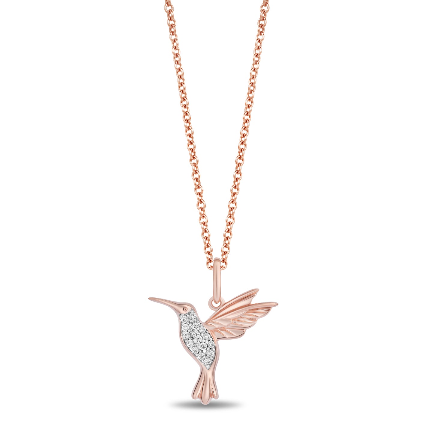 Enchanted Disney Fine Jewelry 14K Rose Gold Over Sterling Silver with 1/20 CTTW Diamonds Pocahontas Necklace