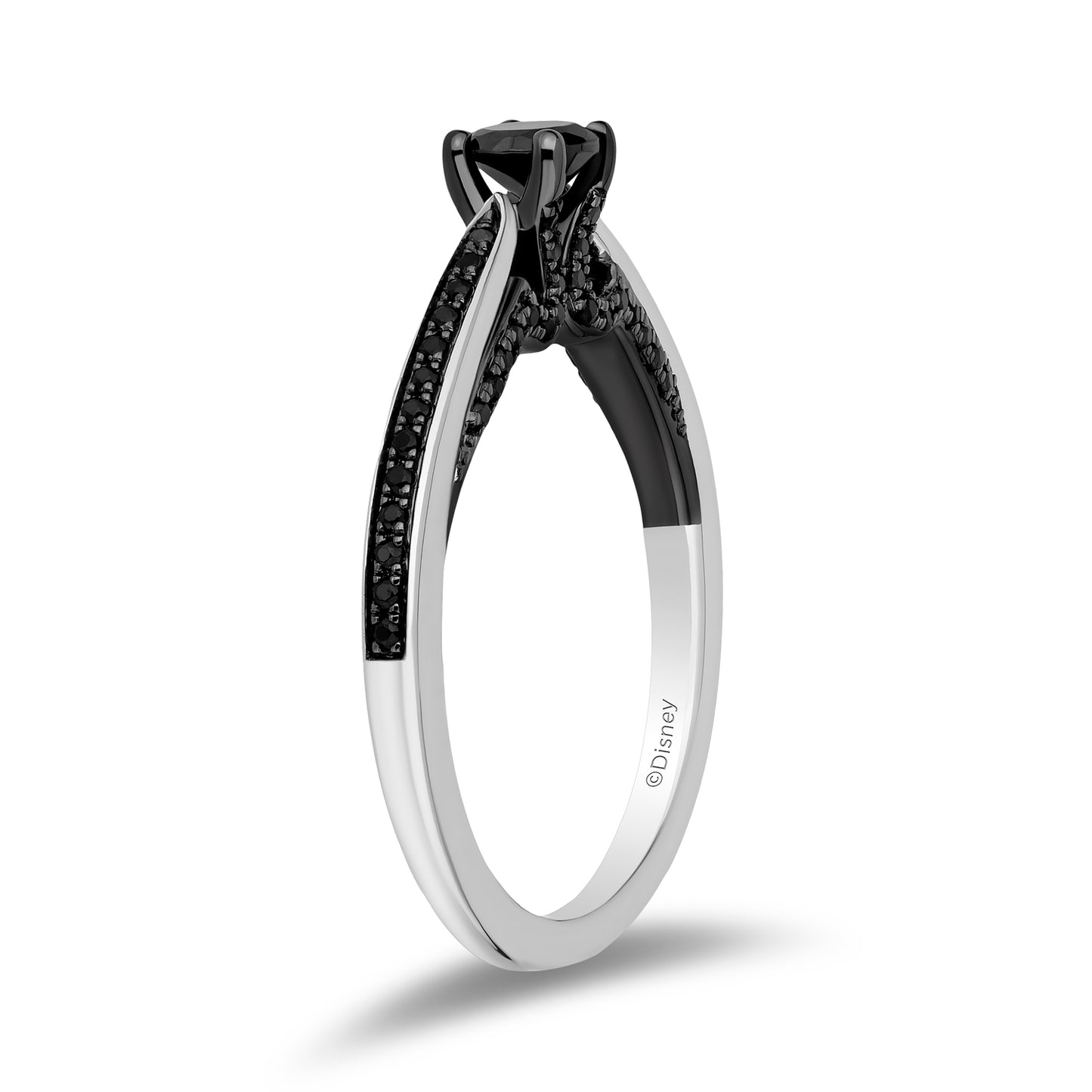 Enchanted Disney Fine Jewelry 14K White Gold with 5/8 CTTW Black Diamonds Maleficent Engagement Ring
