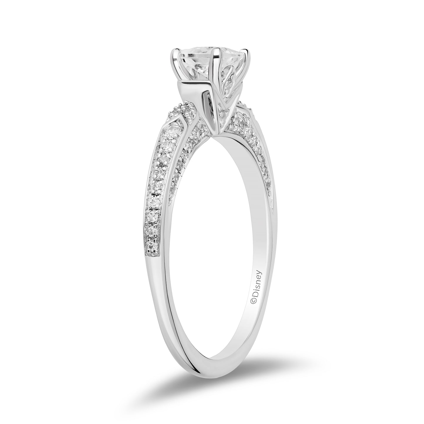 Enchanted Disney Fine Jewelry 14K White Gold with 3/4 CTTW Diamonds Elsa Engagement Ring