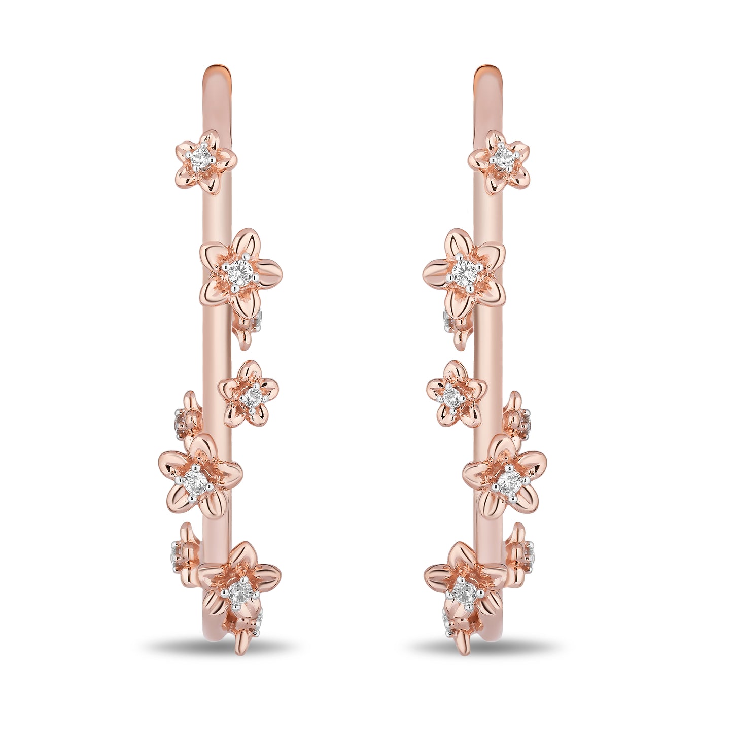 Enchanted Disney Fine Jewelry 14K Rose Gold Over Sterling Silver with 1/10 CTTW Diamonds Rapunzel Hoop Earrings