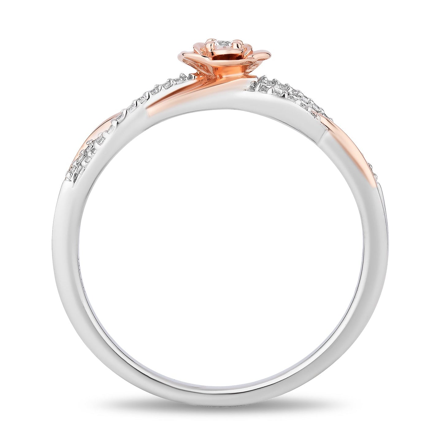 Enchanted Disney Fine Jewelry 14K Rose Gold Over Sterling Silver with 1/10 CTTW Diamonds Belle Promise Ring