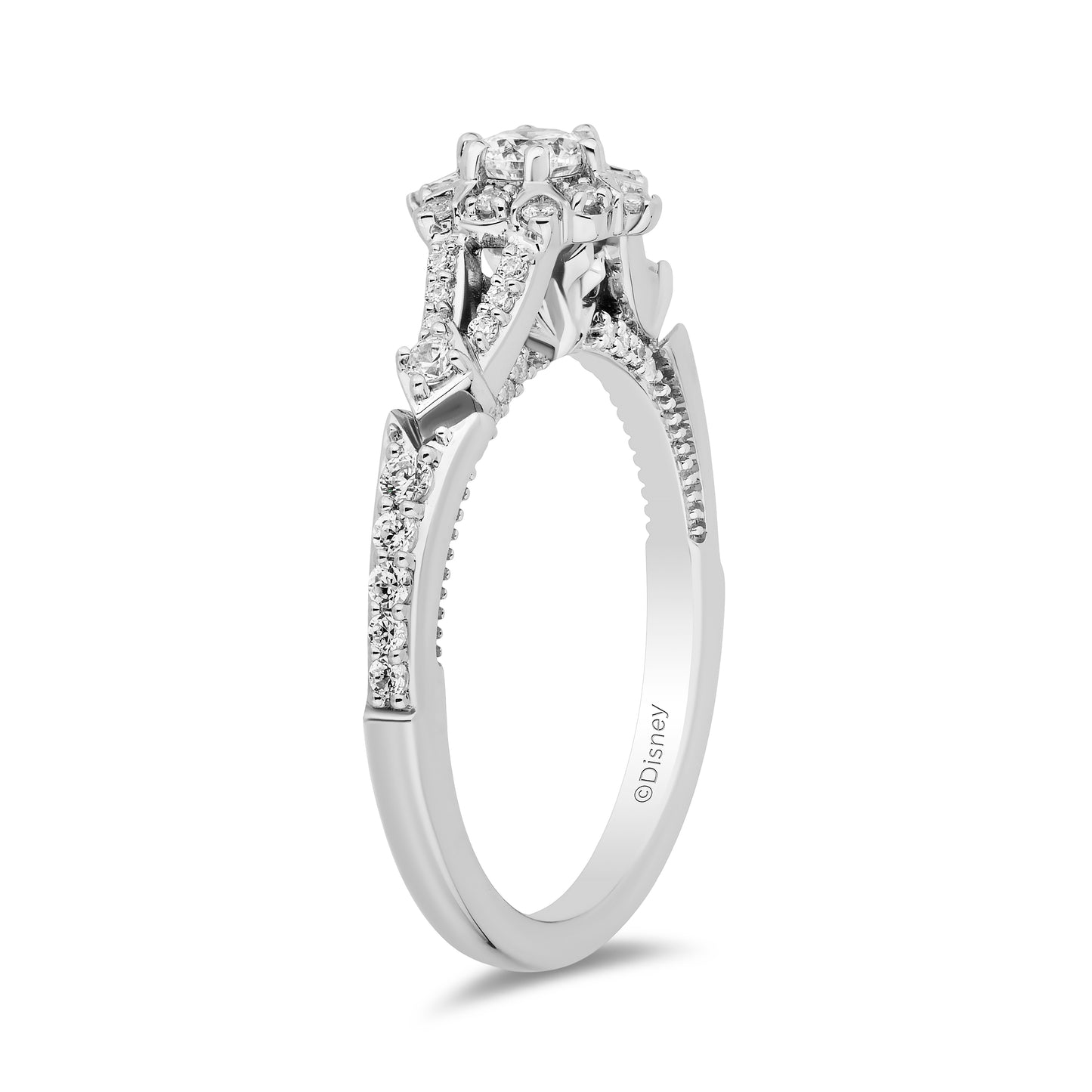Enchanted Disney Fine Jewelry 10K White Gold with 5/8 CTTW Diamonds Elsa Engagement Ring