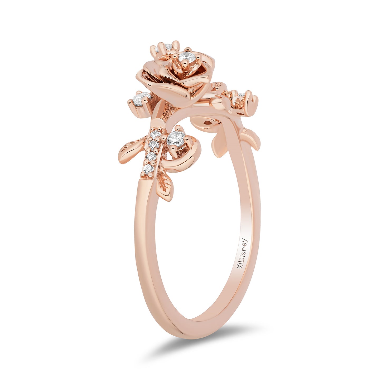 Enchanted Disney Fine Jewelry 14K Rose Gold Over Sterling Silver with 1/6 CTTW Diamonds Belle Ring