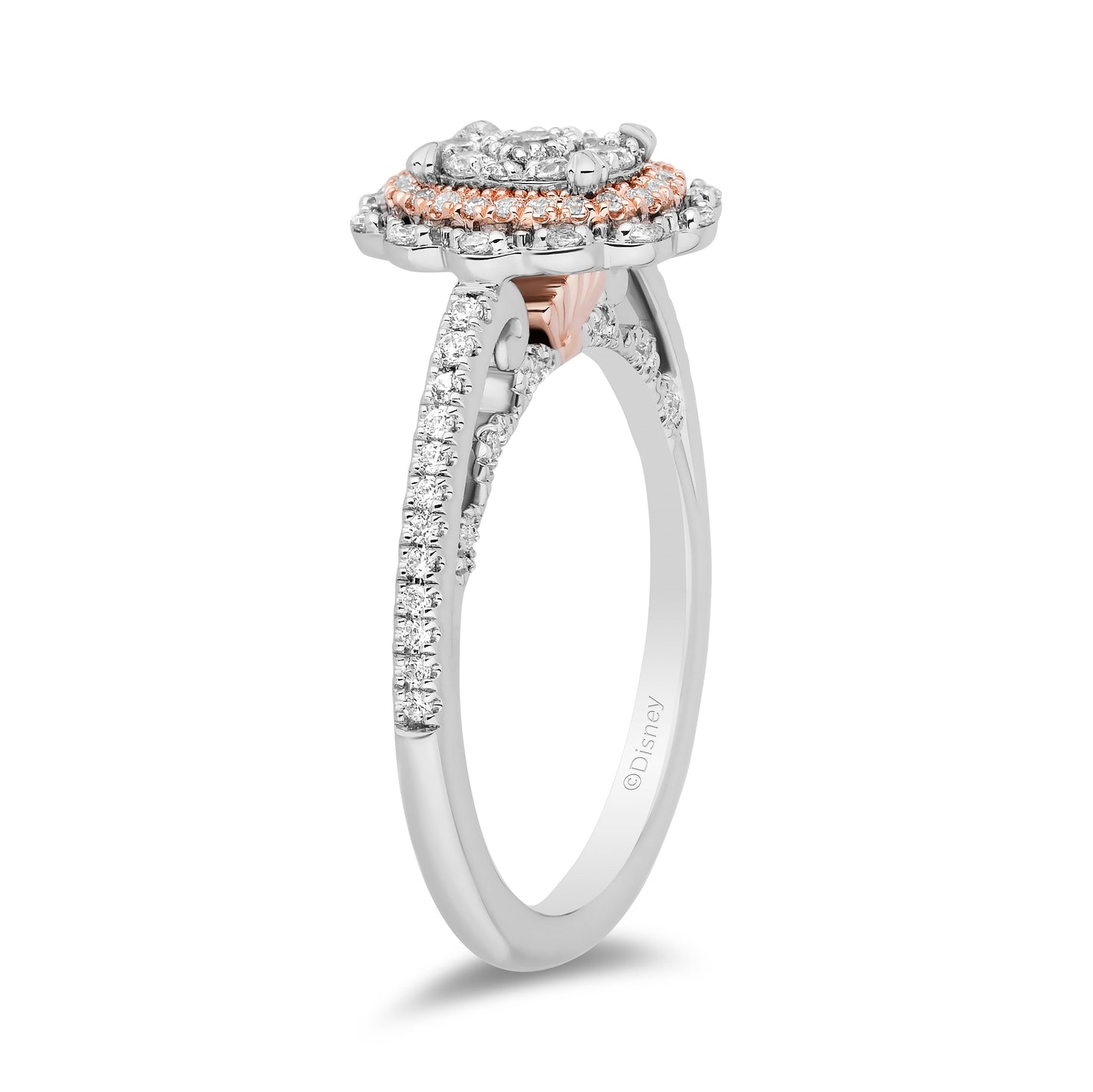 Enchanted Disney Fine Jewelry 14K White Gold and Rose Gold with 1/2 CTTW Diamonds Ariel Engagement Ring