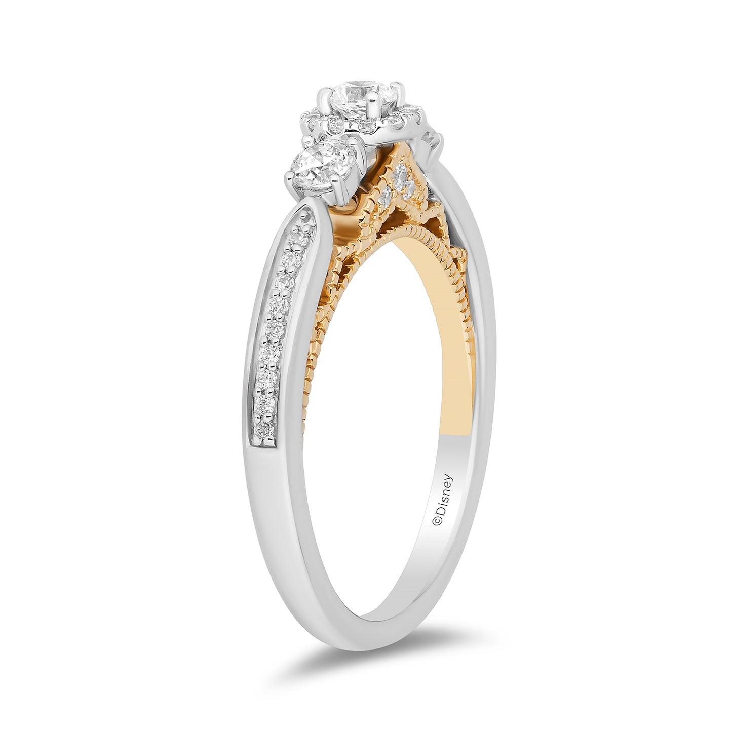 Enchanted Disney Fine Jewelry 14K White Gold and Yellow Gold with 1/2 CTTW Diamonds Jasmine Engagement Ring