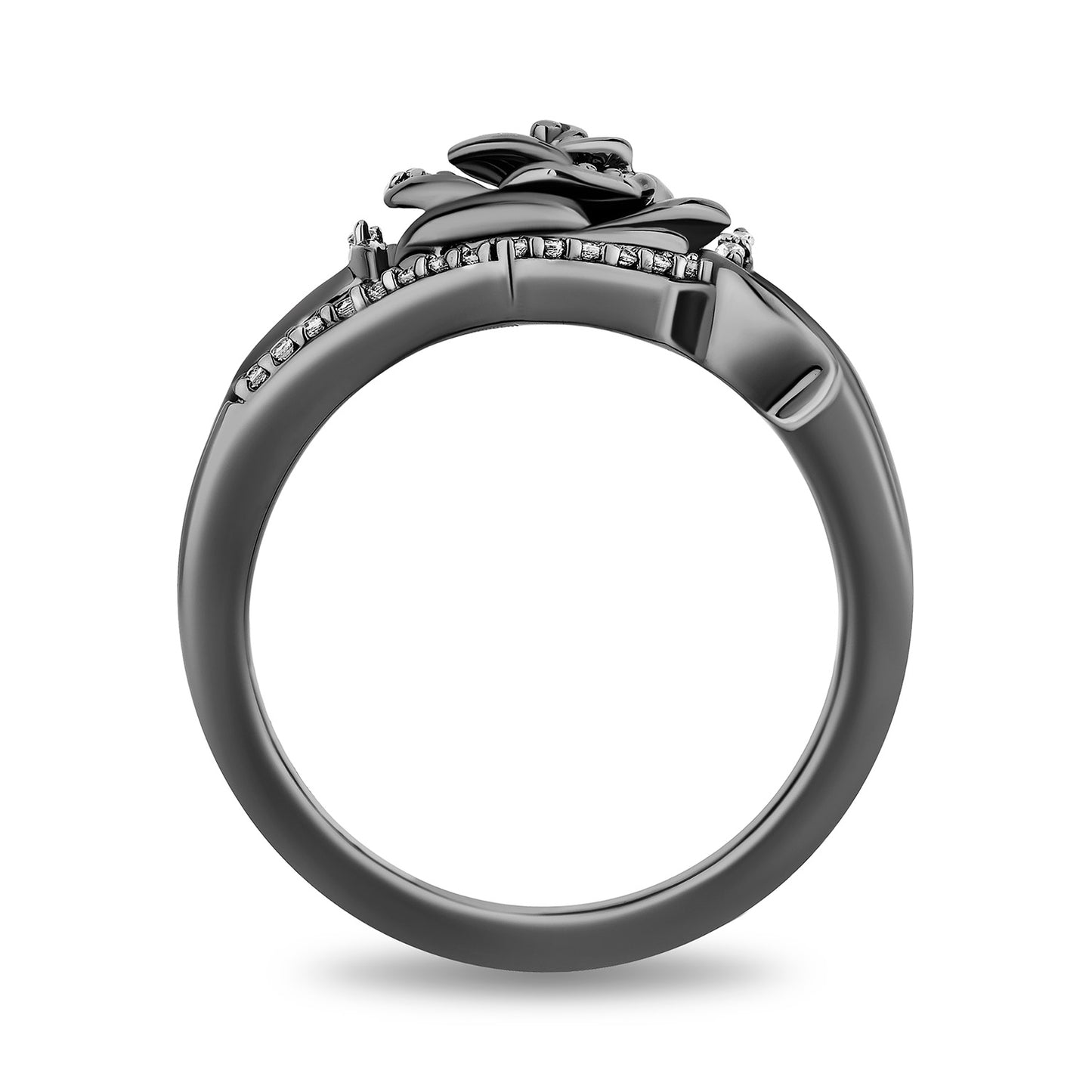 Enchanted Disney Fine Jewelry Black Rhodium Over Sterling Silver with 1/5 CTTW Diamonds Maleficent Ring