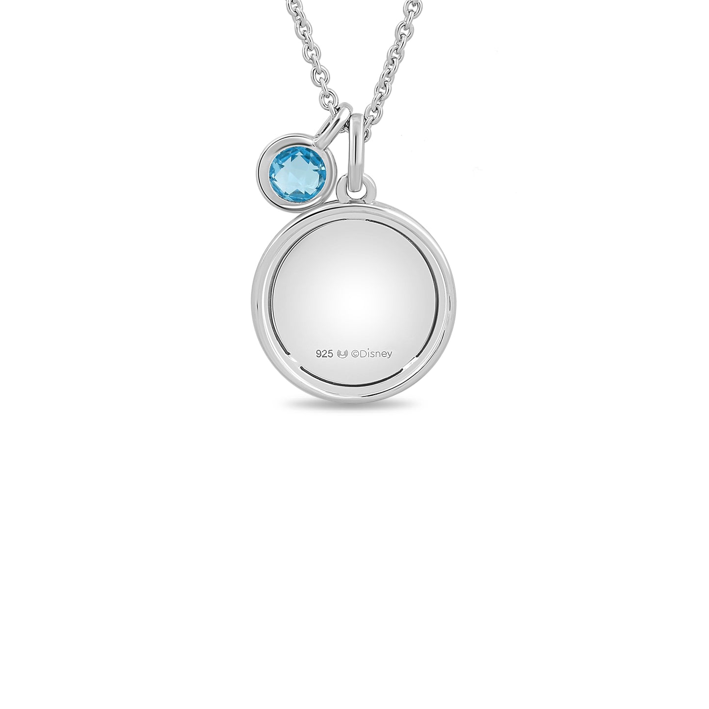 Enchanted Disney Fine Jewelry Sterling Silver with Checkerboard Sky Blue Topaz Elsa Snowflake Pendant Necklace