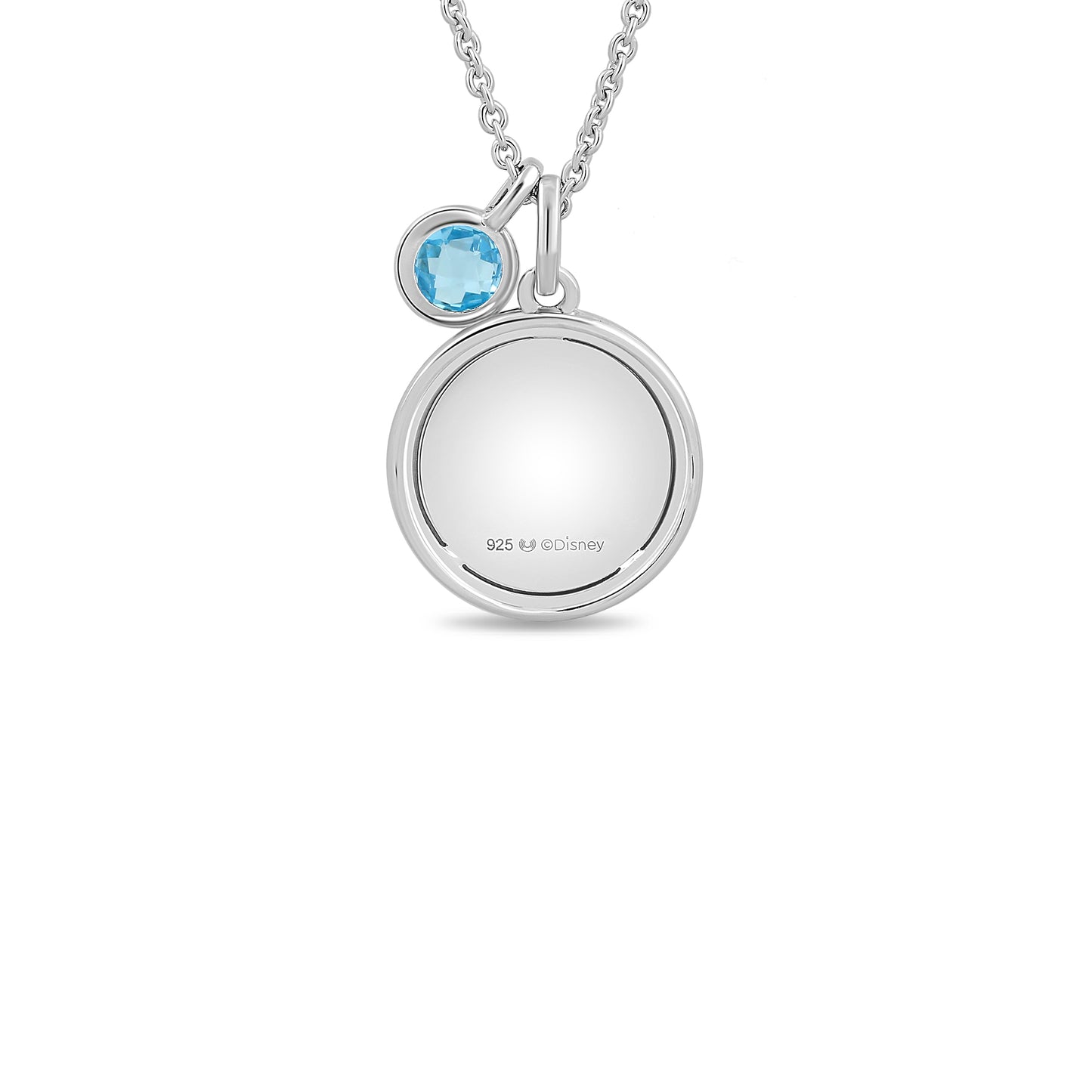 Enchanted Disney Fine Jewelry Sterling Silver with Checkerboard Swiss Blue Topaz Jasmine Pendant Necklace