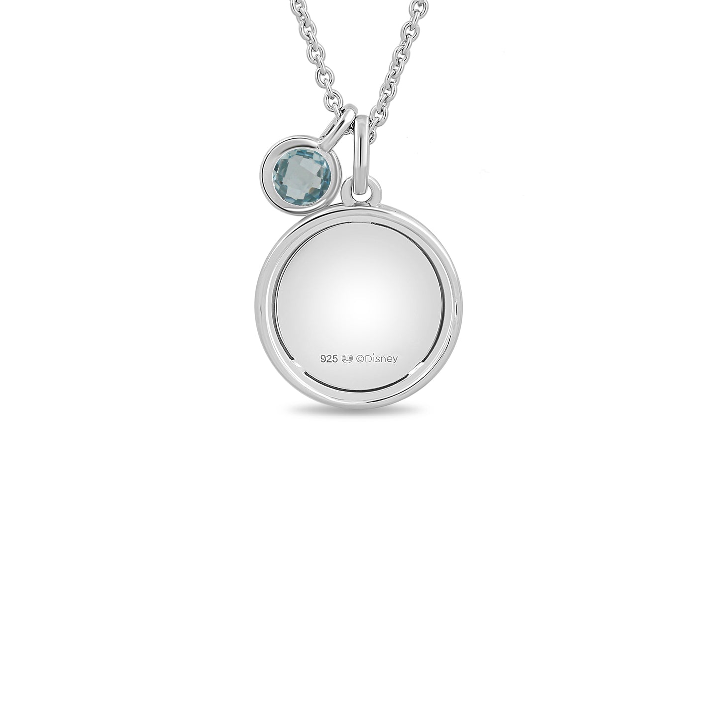 Enchanted Disney Fine Jewelry Sterling Silver with Checkerboard Swiss Blue Topaz Jasmine Pendant Necklace