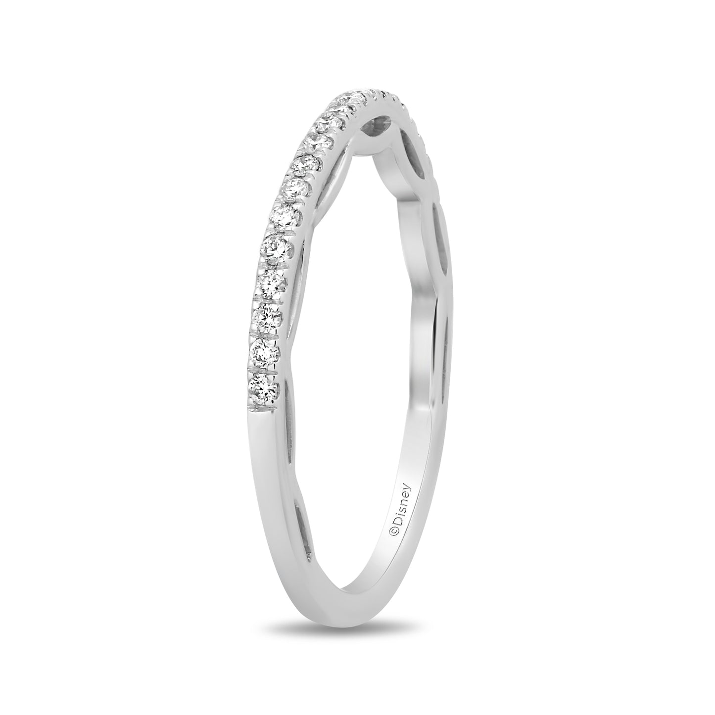 Enchanted Disney Fine Jewelry 14K White Gold 1/6 CTTW Cinderella Bridal Band