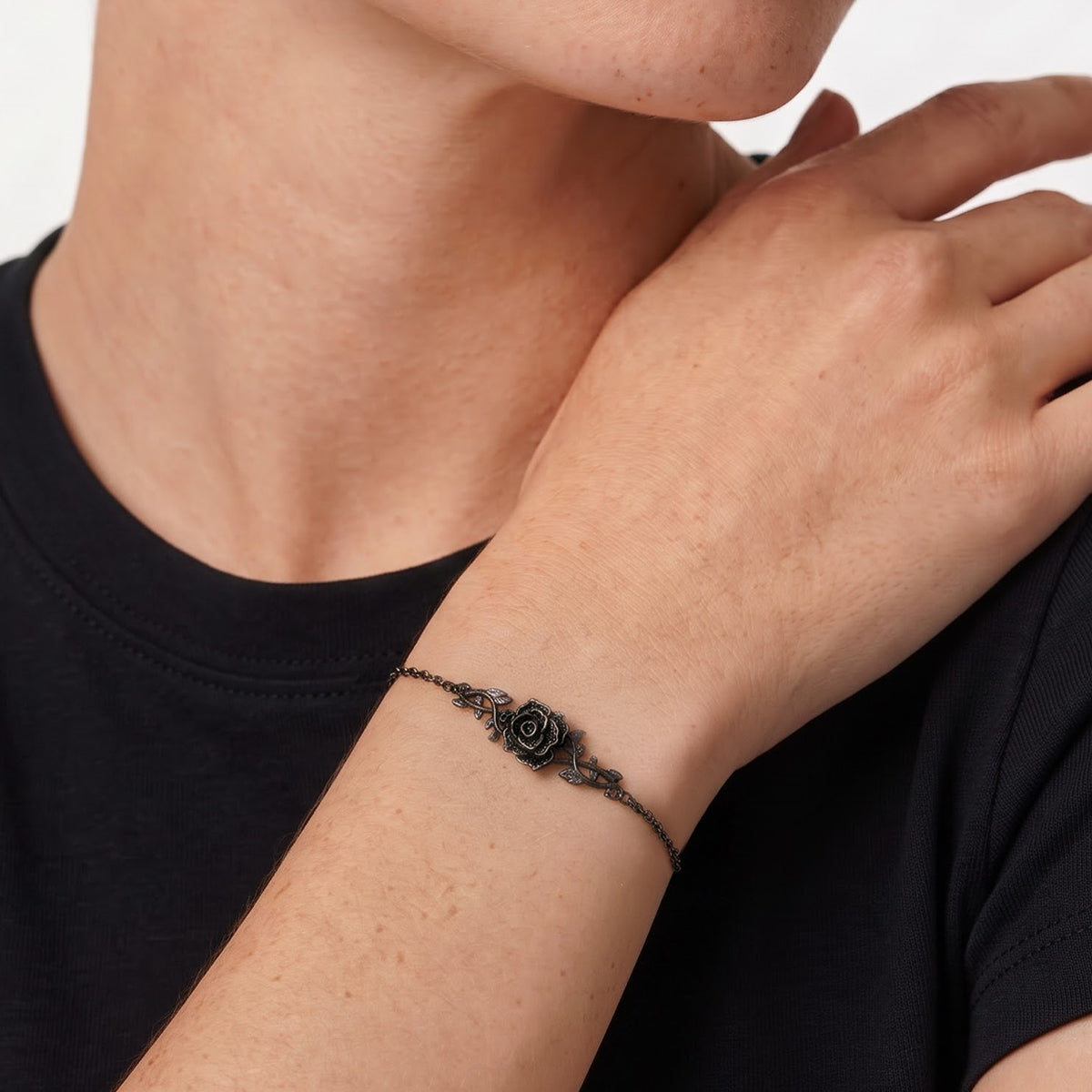 Enchanted Disney Fine Jewelry Black Rhodium over Sterling Silver with 1/5 CTTW Diamonds Maleficent Bracelet