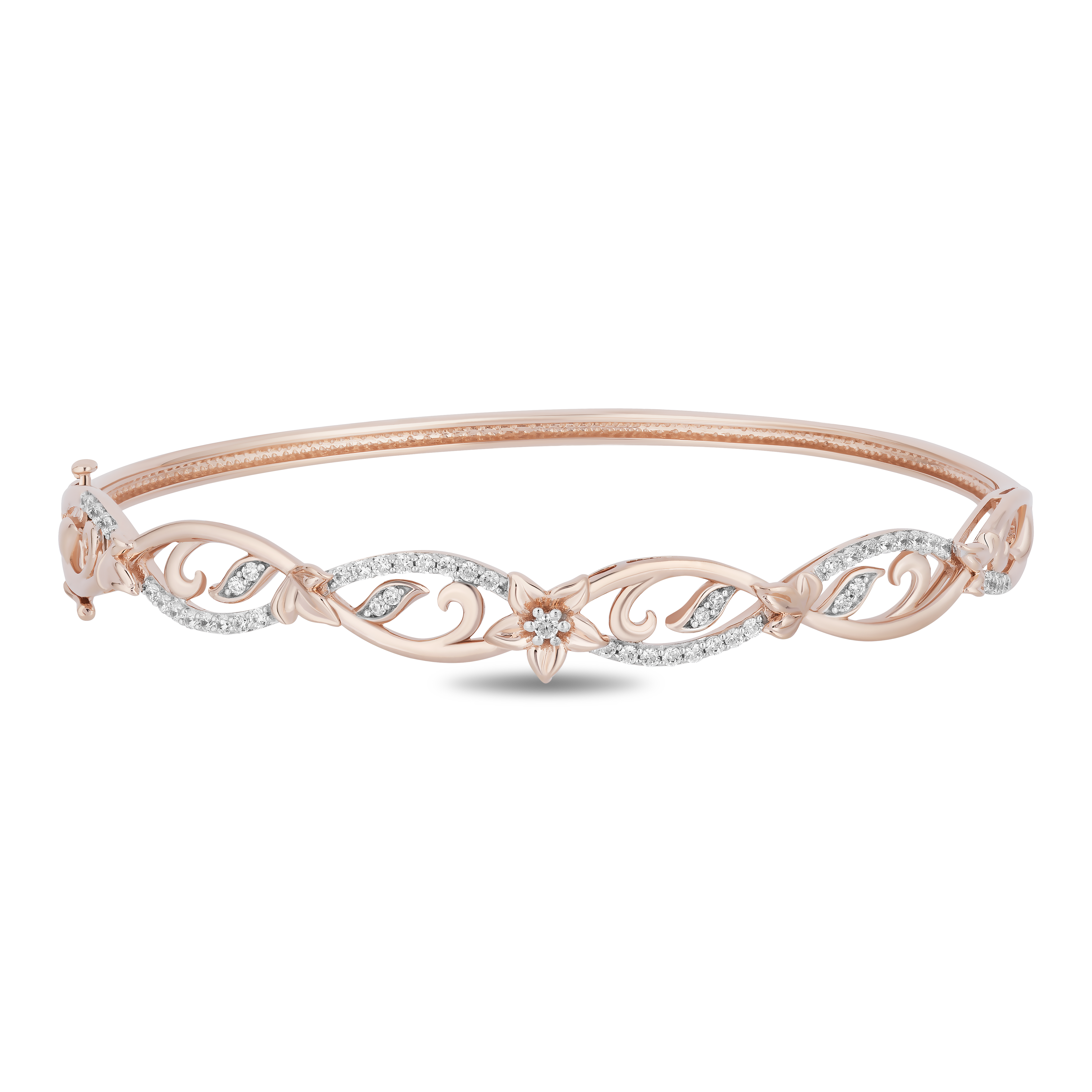 Disney Rapunzel Inspired Diamond Bangle in 14K Rose Gold Over