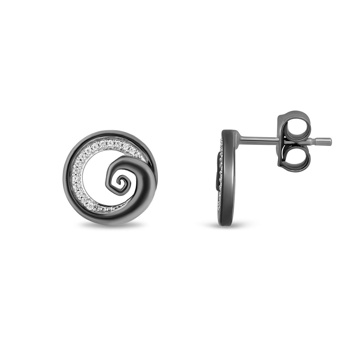 Disney Jewels Black Rhodium over Sterling Silver with 1/10 CTTW Diamonds, Disney Tim Burton's The Nightmare Before Christmas Necklace and Earrings Set