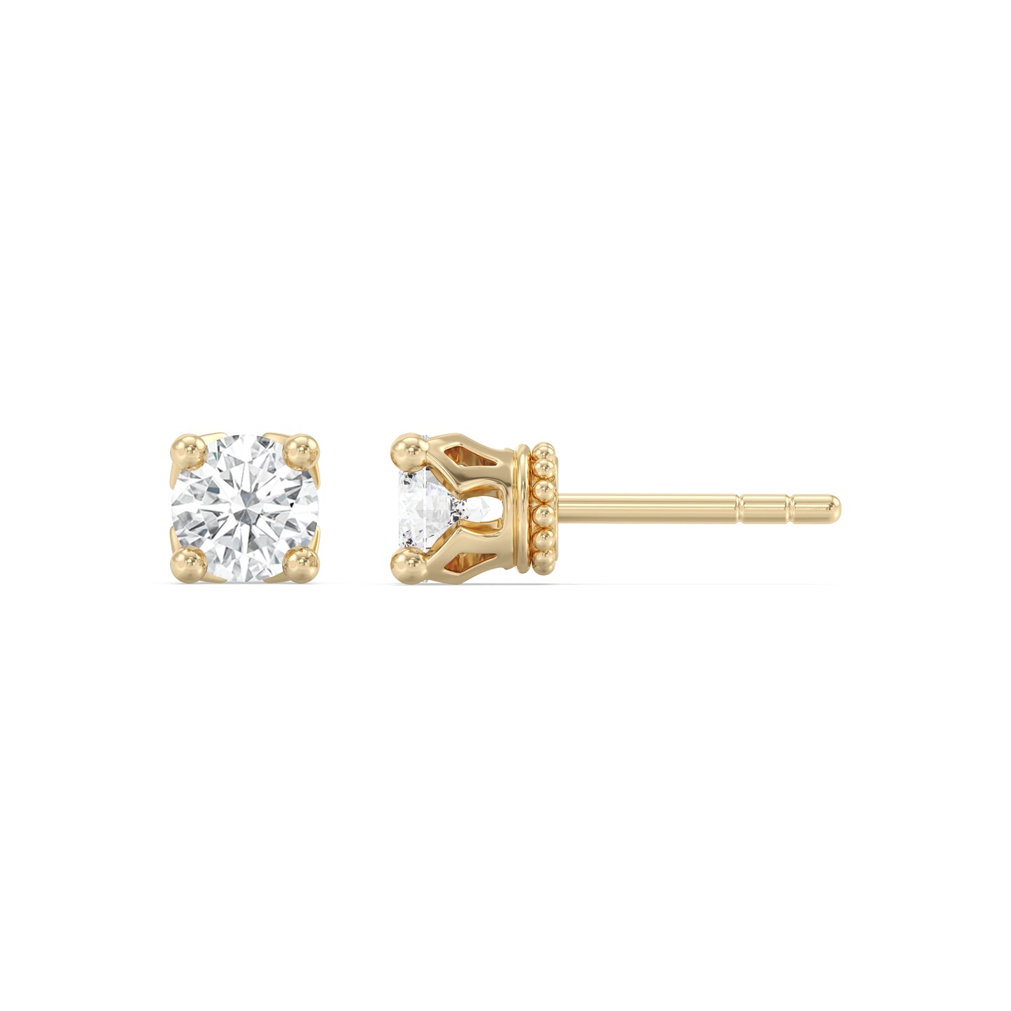 Enchanted Star Lab Grown Diamond 10K Gold Majestic Princess V Prong Stud Earrings