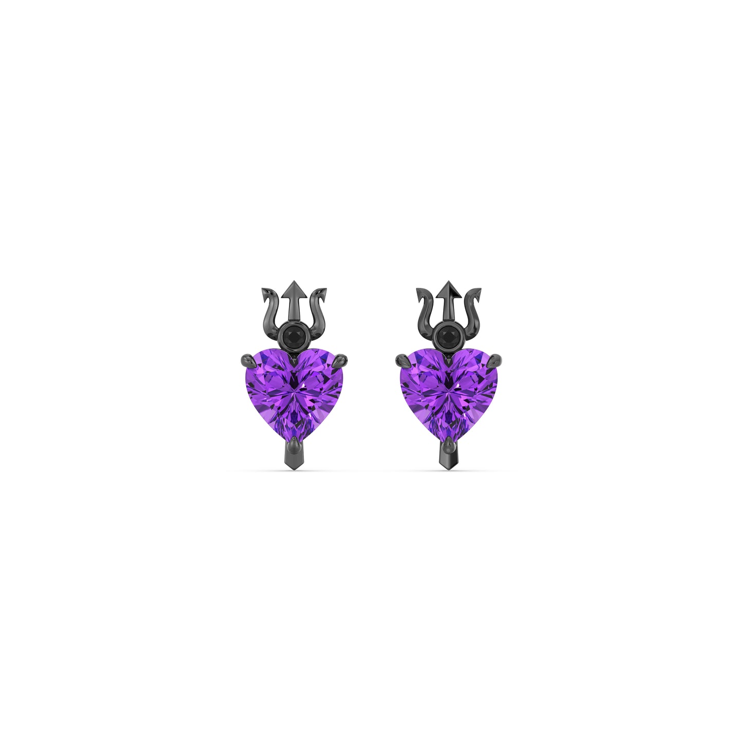 Enchanted Disney Fine Jewelry Black Rhodium over Sterling Silver with Diamond Accents and Heart Shaped Amethyst Ursula Earrings