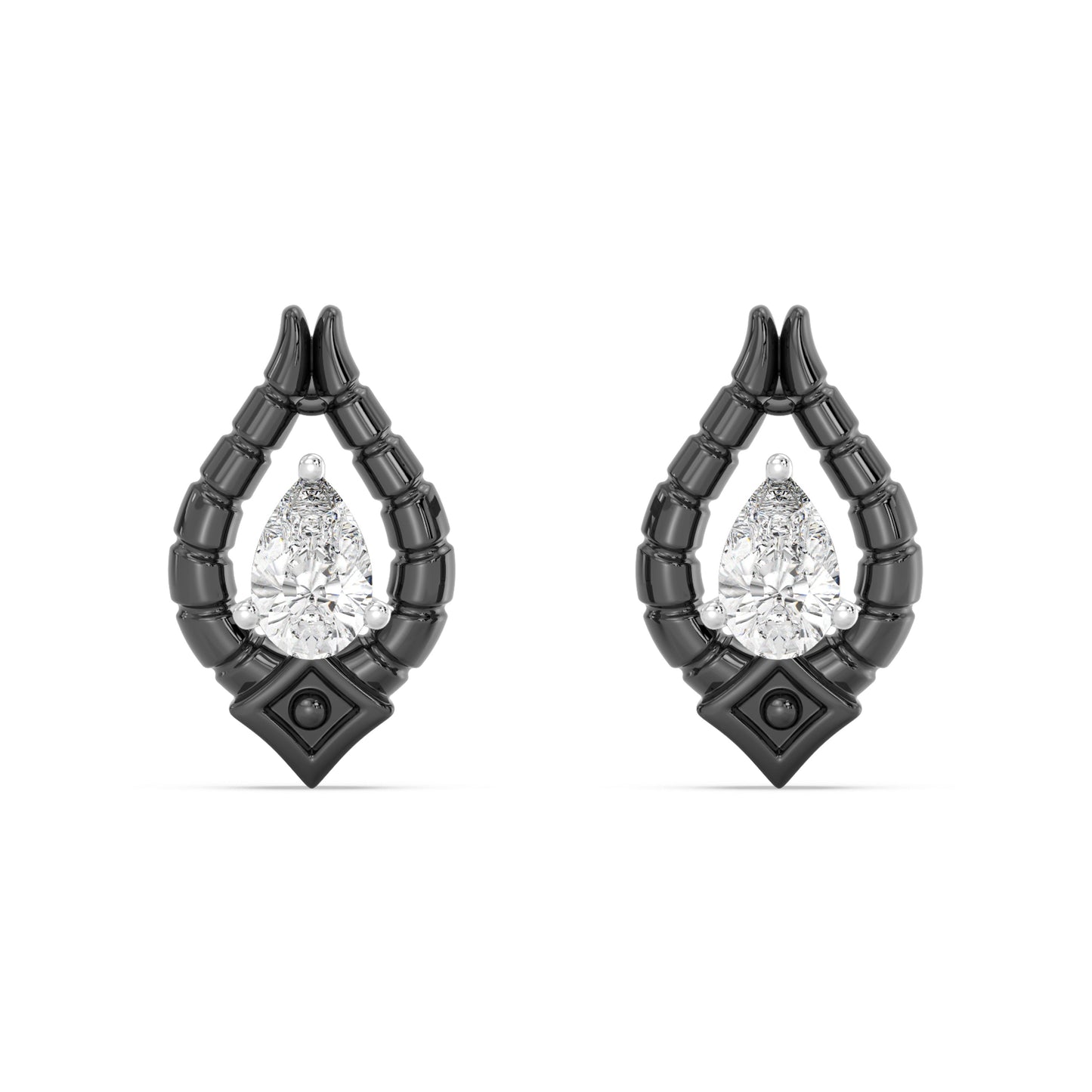 Enchanted Disney Fine Jewelry Black Rhodium over Sterling Silver with 1/10 CTTW Lab Grown Diamond Maleficent Earrings