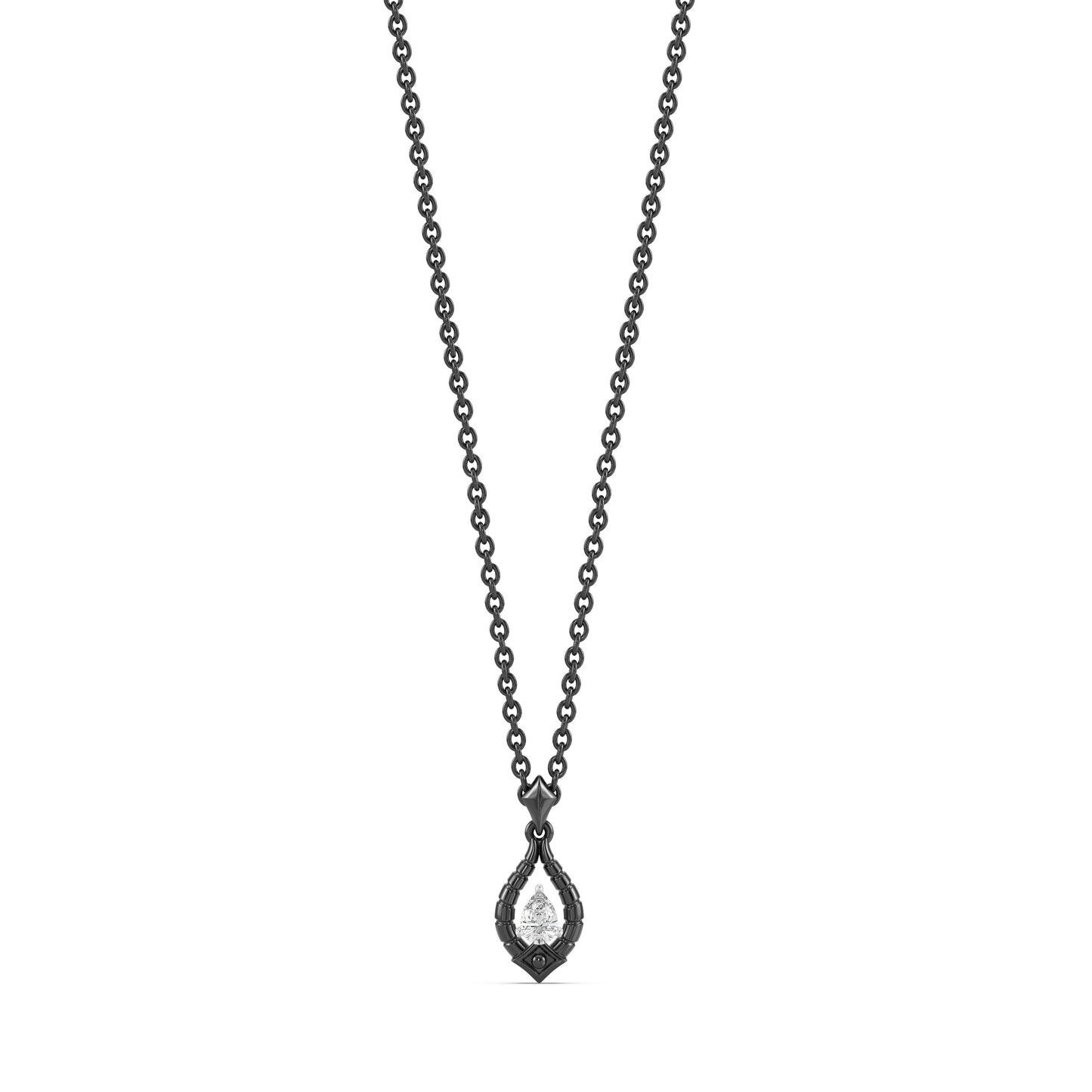 Enchanted Disney Fine Jewelry Black Rhodium over Sterling Silver with 1/20 CTTW Lab Grown Diamond Maleficent Necklace