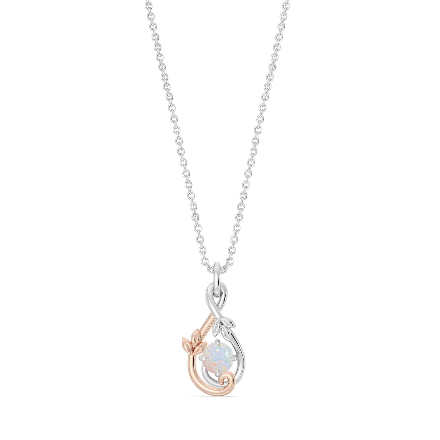 Enchanted Disney Fine Jewelry Pink Gold Plating over Sterling Silver withCreated Opal, Disney Princess Rapunzel Necklace