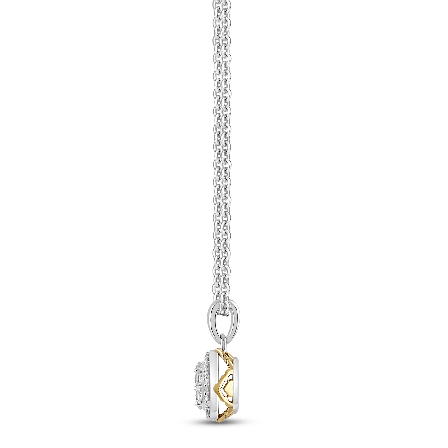 Enchanted Disney Fine Jewelry Sterling Silver and 10K Yellow Gold with 1/4 CTTW Diamonds Jasmine Pendant Necklace