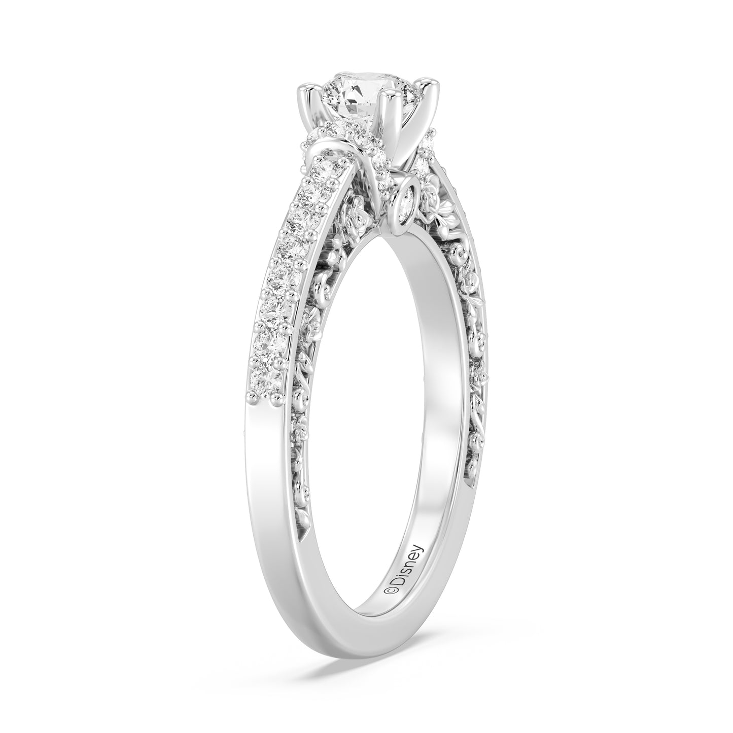 Enchanted Star 14K White Gold with 7/8 CTTW Lab Grown Diamond, Disney's Belle Promise Ring