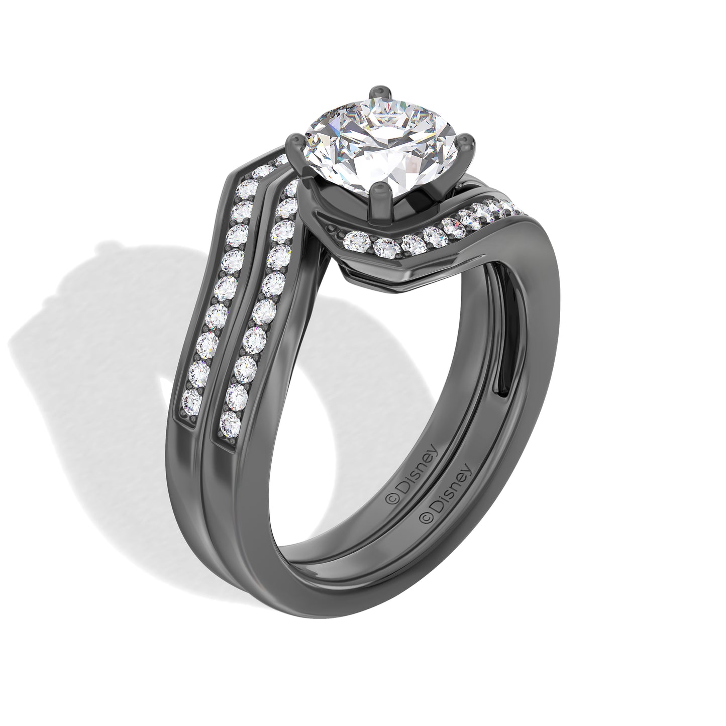 Disney Jewels Lab Grown Diamonds and Black Rhodium over 14K Gold Disney Tim Burton's The Nightmare Before Christmas Engagement Ring
