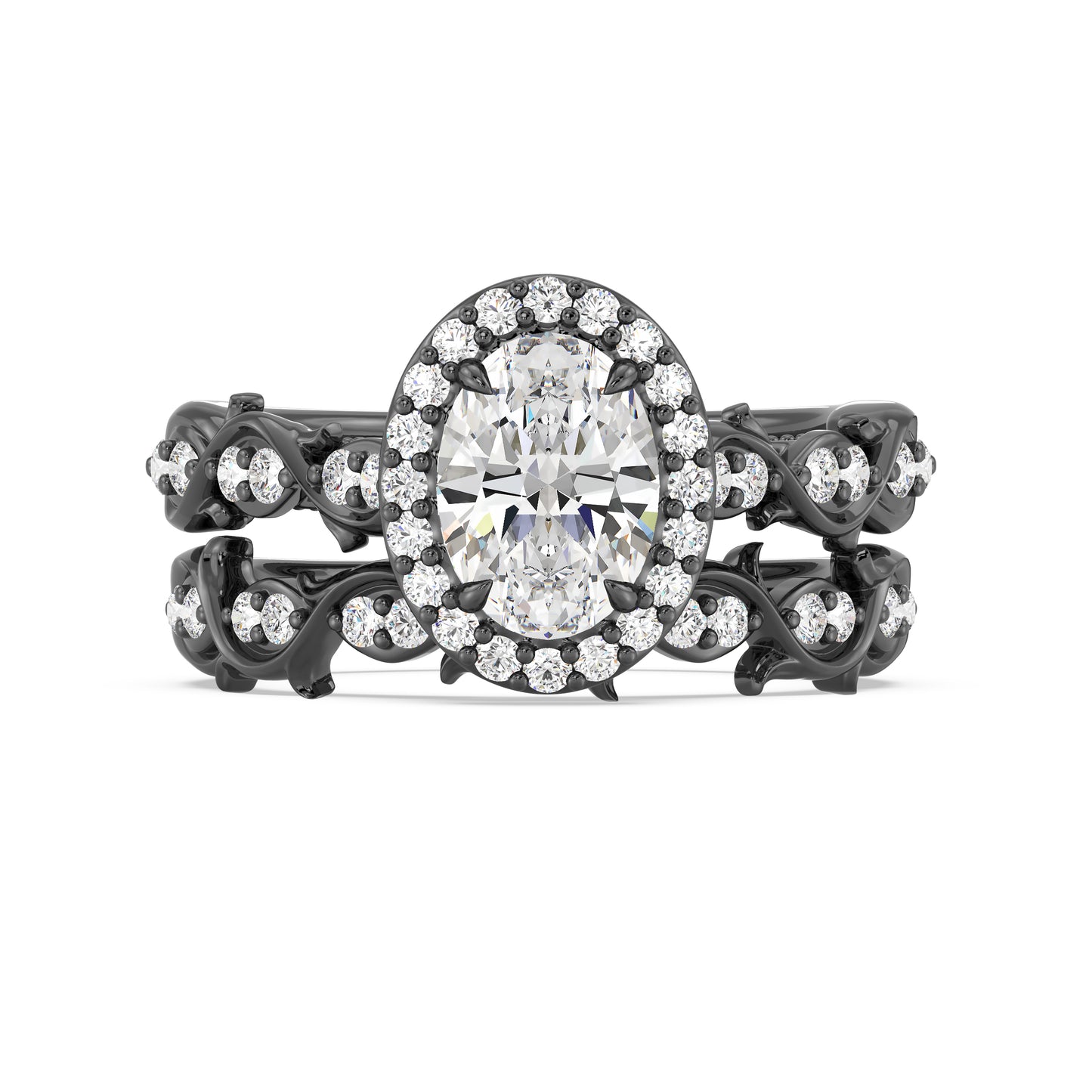 Enchanted Star Black Rhodium over 14K White Gold with 1/6 CTTW Lab Grown Diamond, Disney's Maleficient Wedding Band