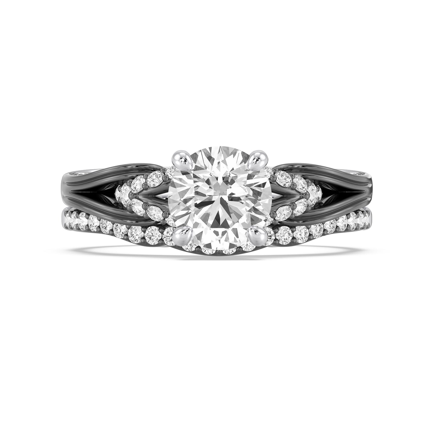 Enchanted Star 14K Gold and Black Rhodium with 1/5 CTTW Lab Grown Diamond, Disney's Ursula Wedding Band