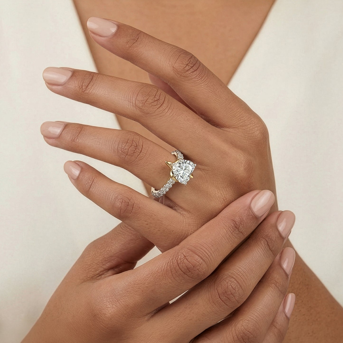 Enchanted Star Heart Shape Lab Grown Diamond Disney Villain Evil Queen Engagement Ring in 14K Gold
