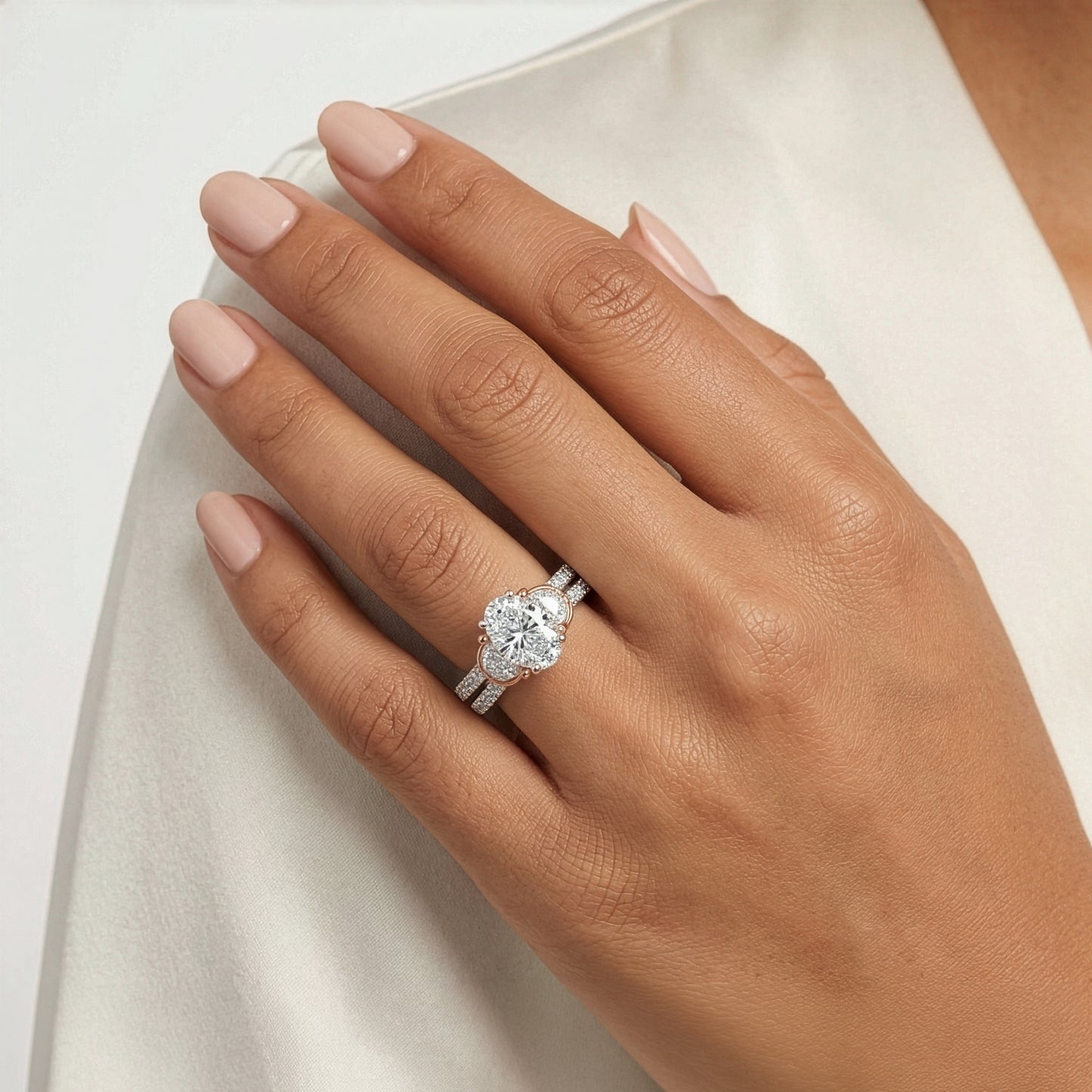 Enchanted Star Round and Baguette Lab Grown Diamond Disney Princess Belle Engagement Ring in 14K White Gold