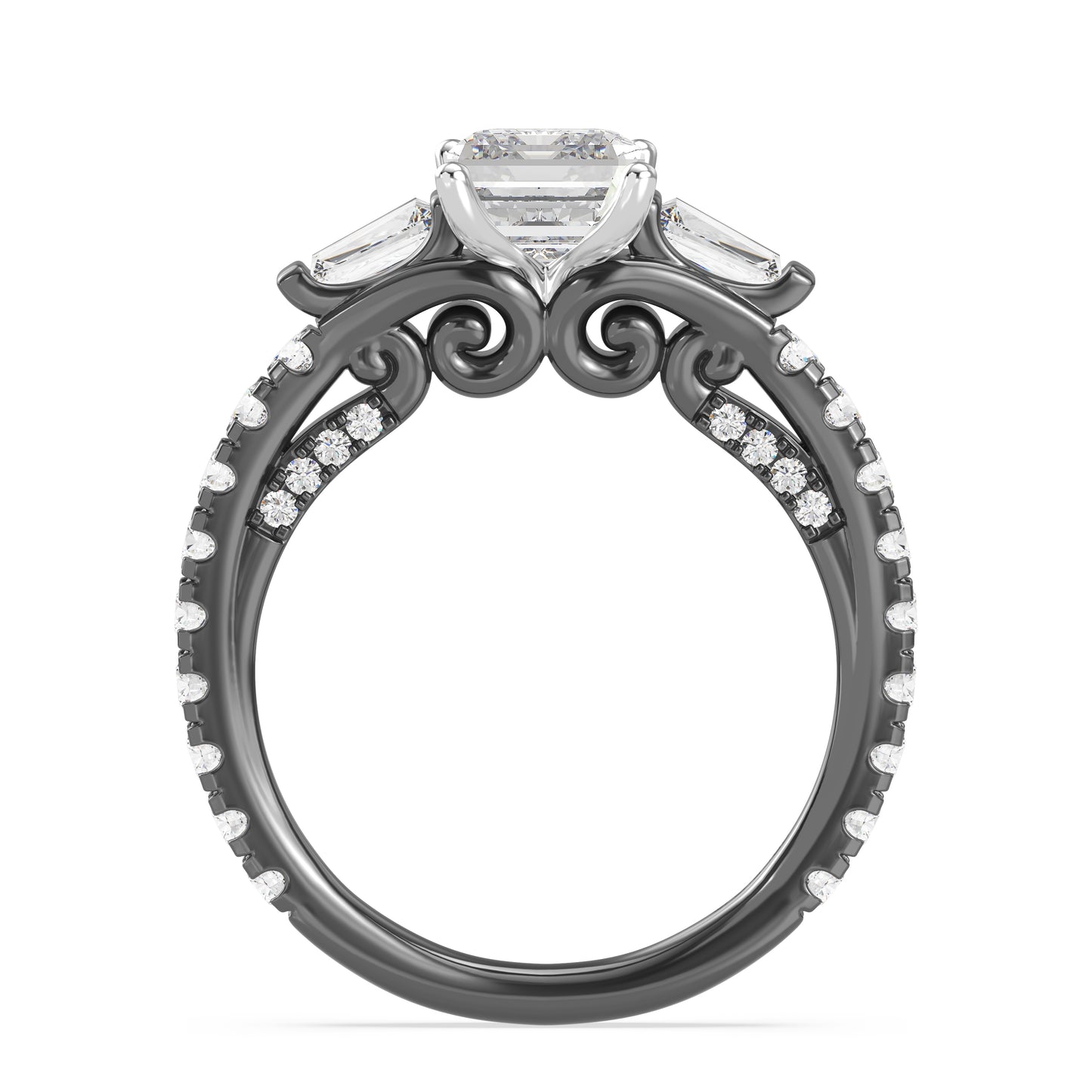 Enchanted Star Lab Grown Diamond Black Rhodium Over 14K Gold Ursula Engagement Ring