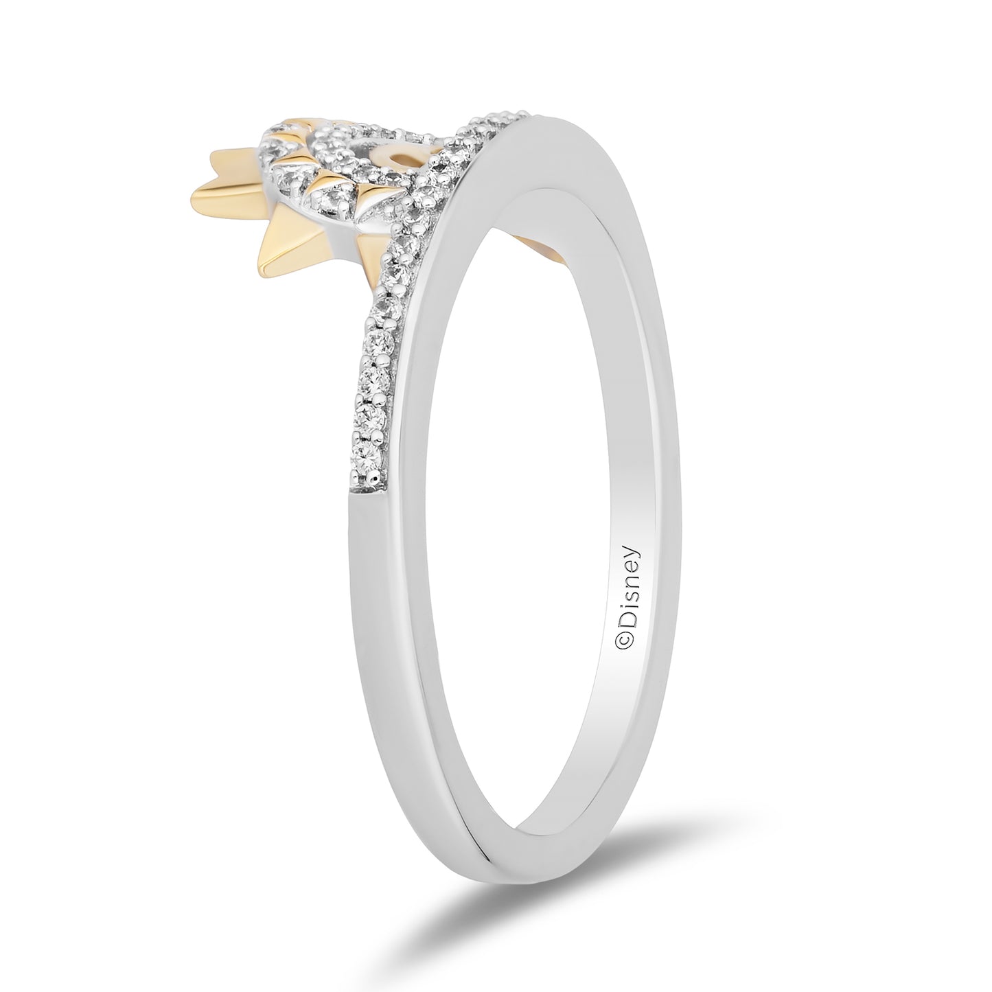 Enchanted Disney Fine Jewelry 14K Yellow Gold Over Sterling Silver with 1/6 CTTW Diamonds Moana Ring