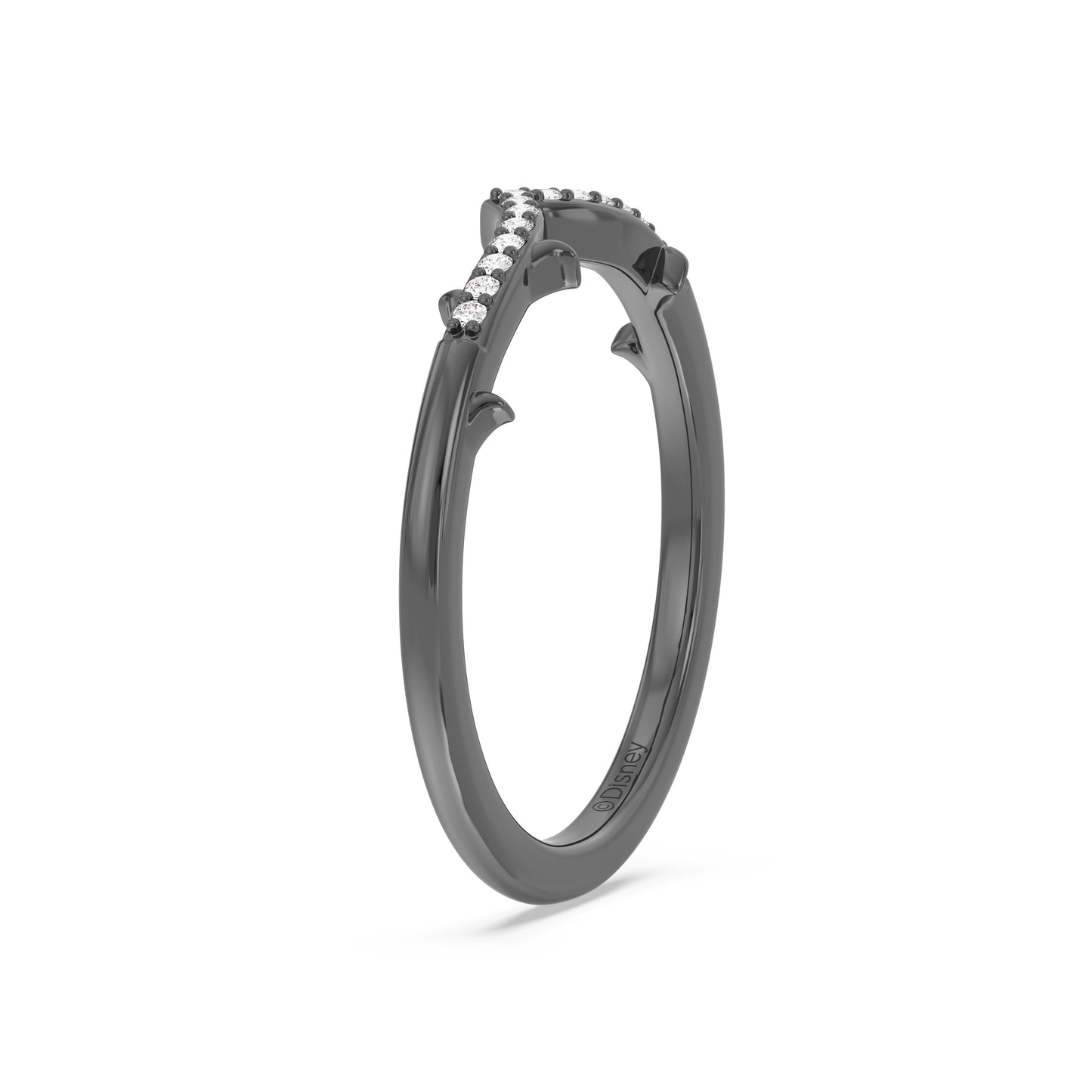 Enchanted Disney Fine Jewelry Black Rhodium over Sterling Silver with 1/20 CTTW Diamonds Maleficent Ring