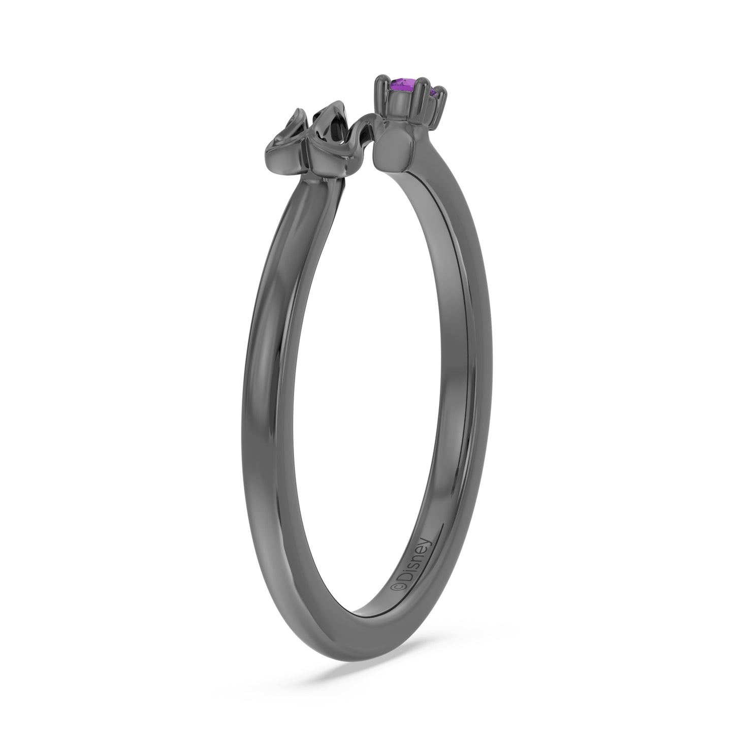 Enchanted Disney Fine Jewelry Black Rhodium Over Sterling Silver with Amethyst, Disney Villain Ursula Ring