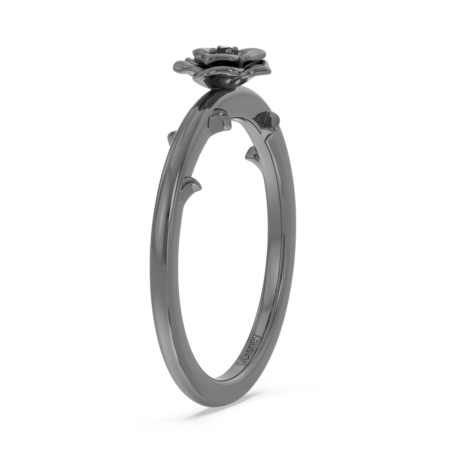 Enchanted Disney Fine Jewlery Black Rhodium over Sterling Silver with Diamond Accents, Disney Villain Maleficent Ring